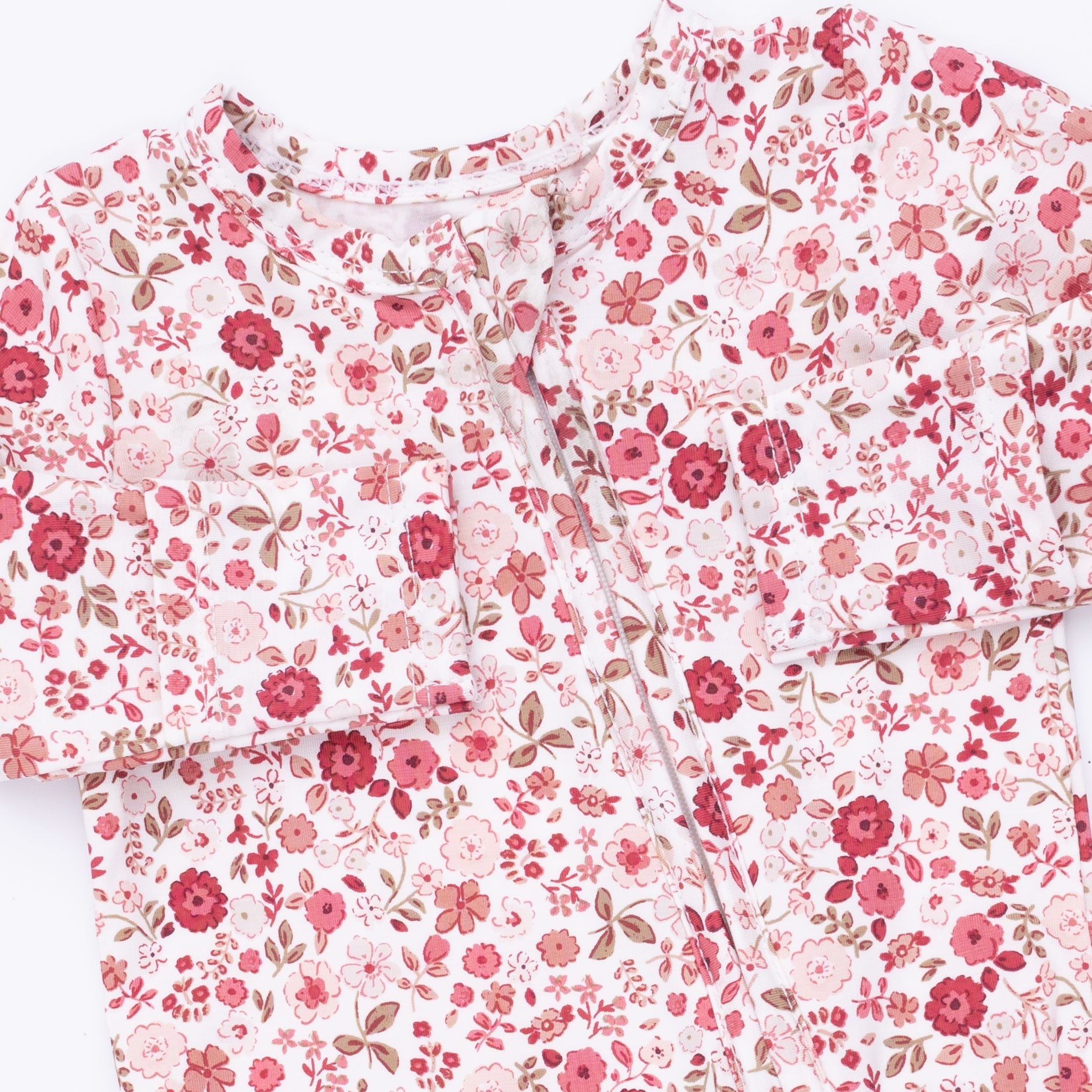 Serene Floral - 2 Way Ruffle Back Zipper Footie