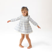 Blue Plaid - Long Sleeve Dress and Bloomer (2T to 4T Dress Only)