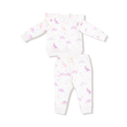 Soft Dinos- Purple - Ruffle Sweatshirt and Jogger Pant