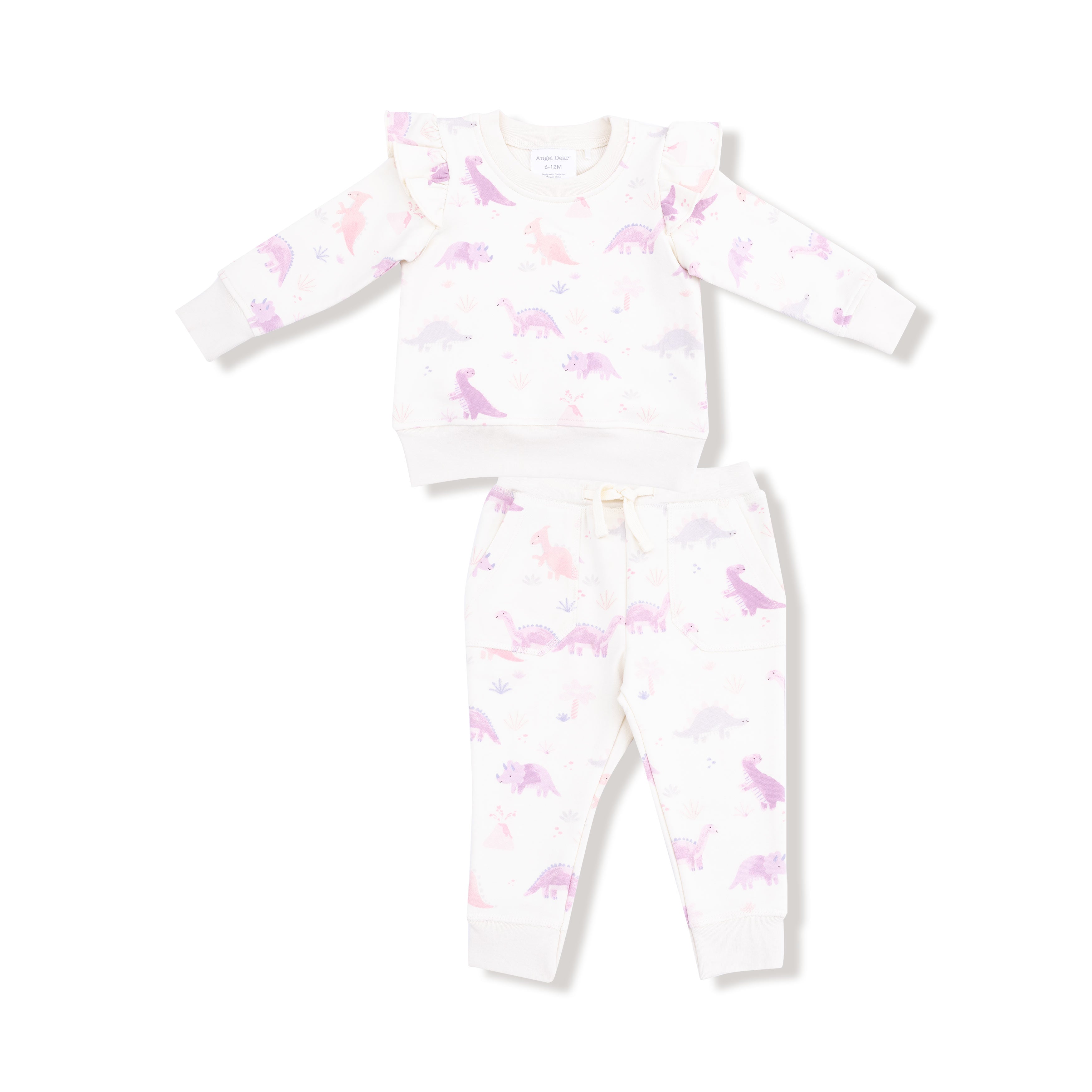 Soft Dinos- Purple - Ruffle Sweatshirt and Jogger Pant