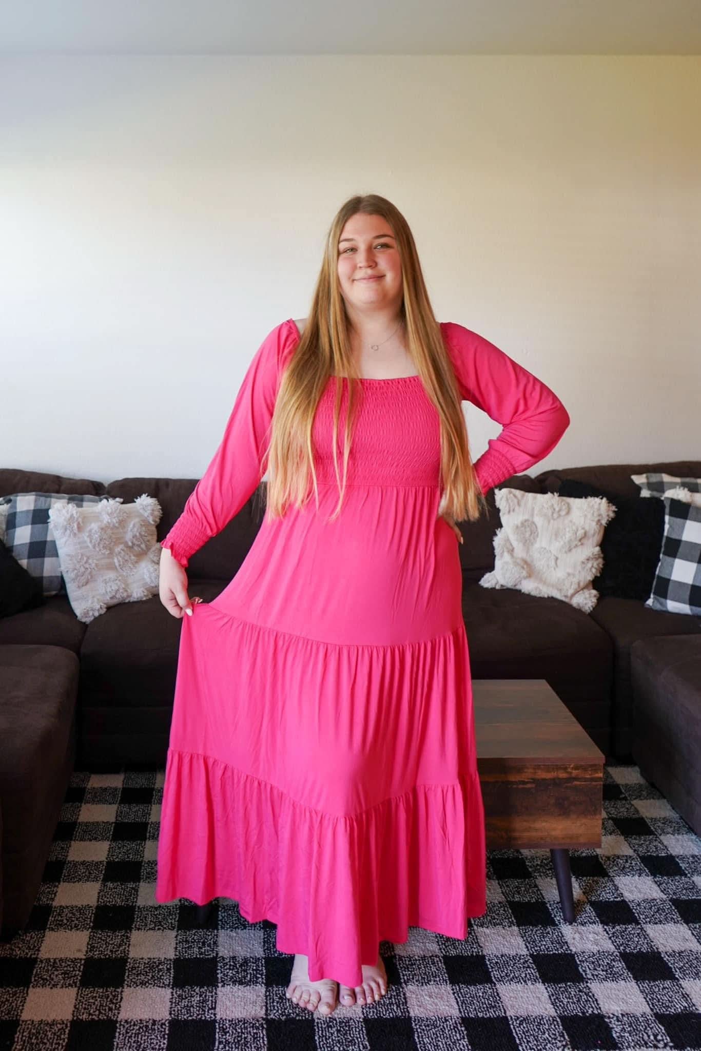 Hibiscus | Adult Long Sleeve Smocked Dress