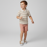 Organic Collar Tee & Shorts Set - Terra Stripes