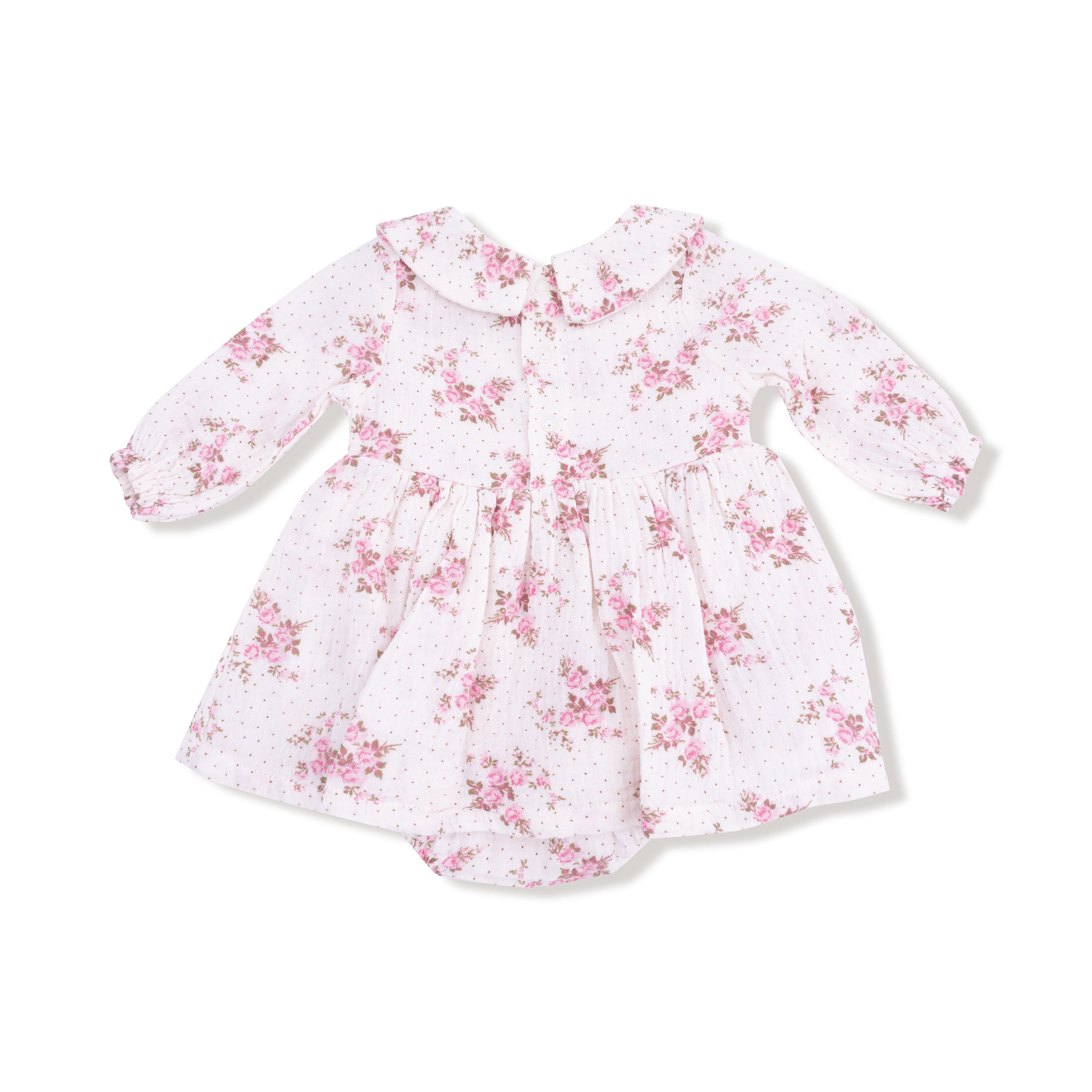 Belle Rosette Dot - Long Sleeve Peter Pan Collar Bubble with Skirt