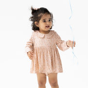 Carrie Floral Pink - Long Sleeve Peter Pan Collar Bubble with Skirt