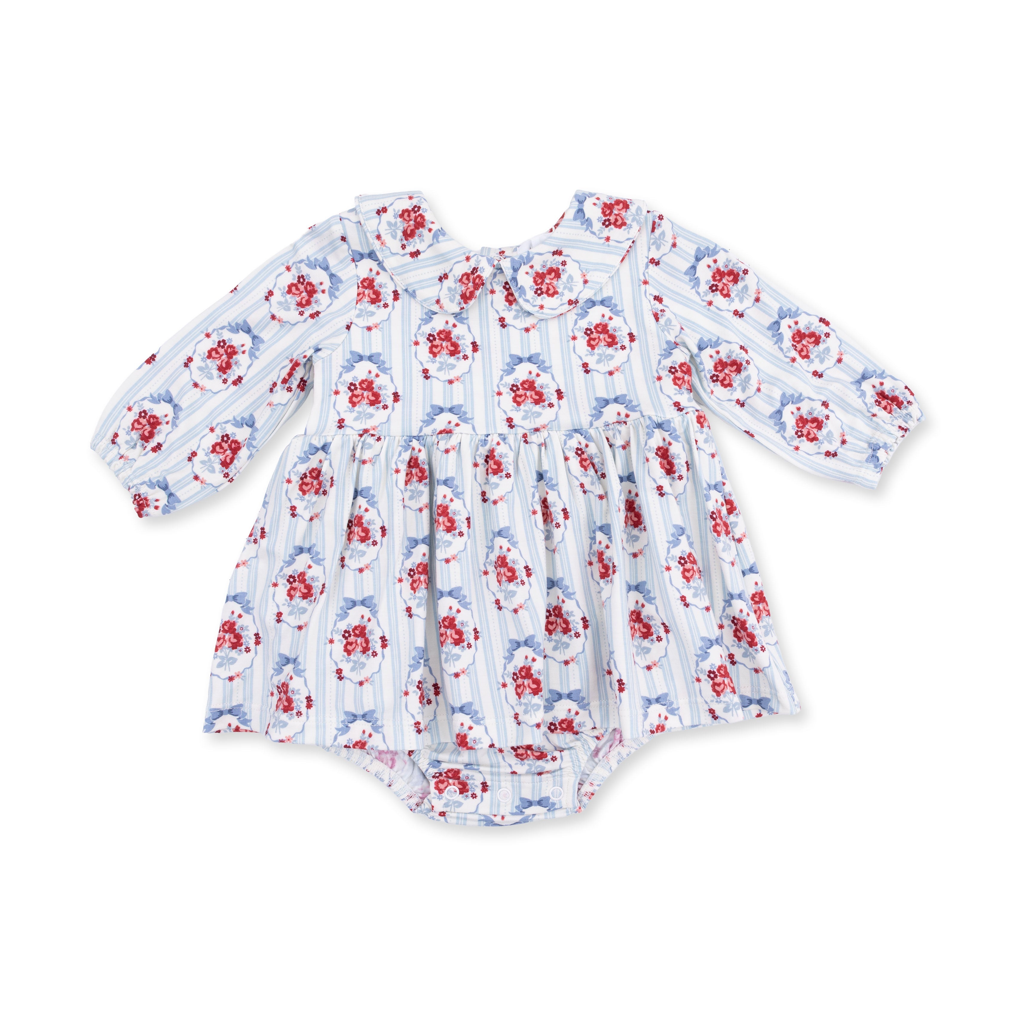 Beverly Cameo Stripe - Long Sleeve Bubble with Peter Pan Collar and Skirt