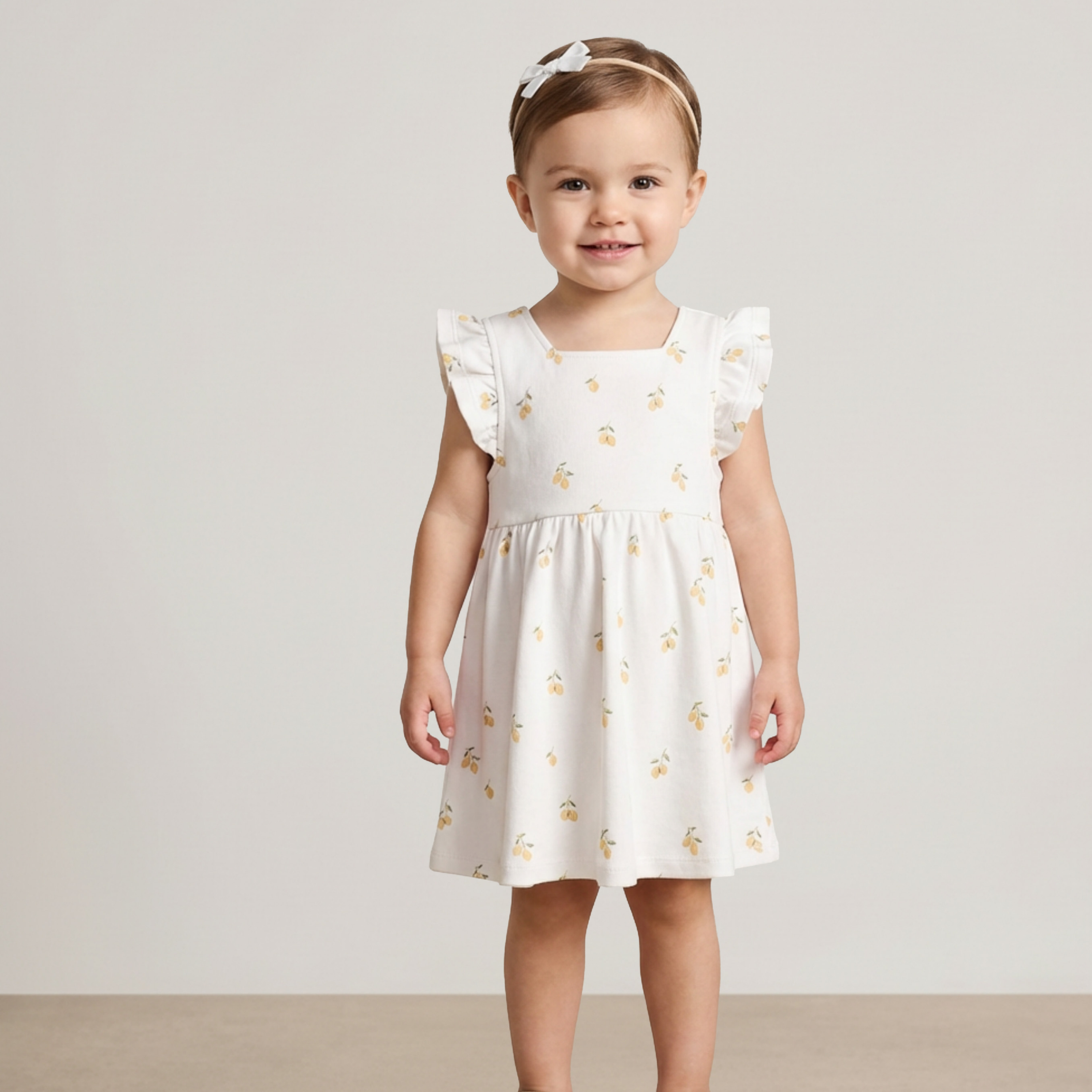 Organic Cutout Back Dress - Lemons