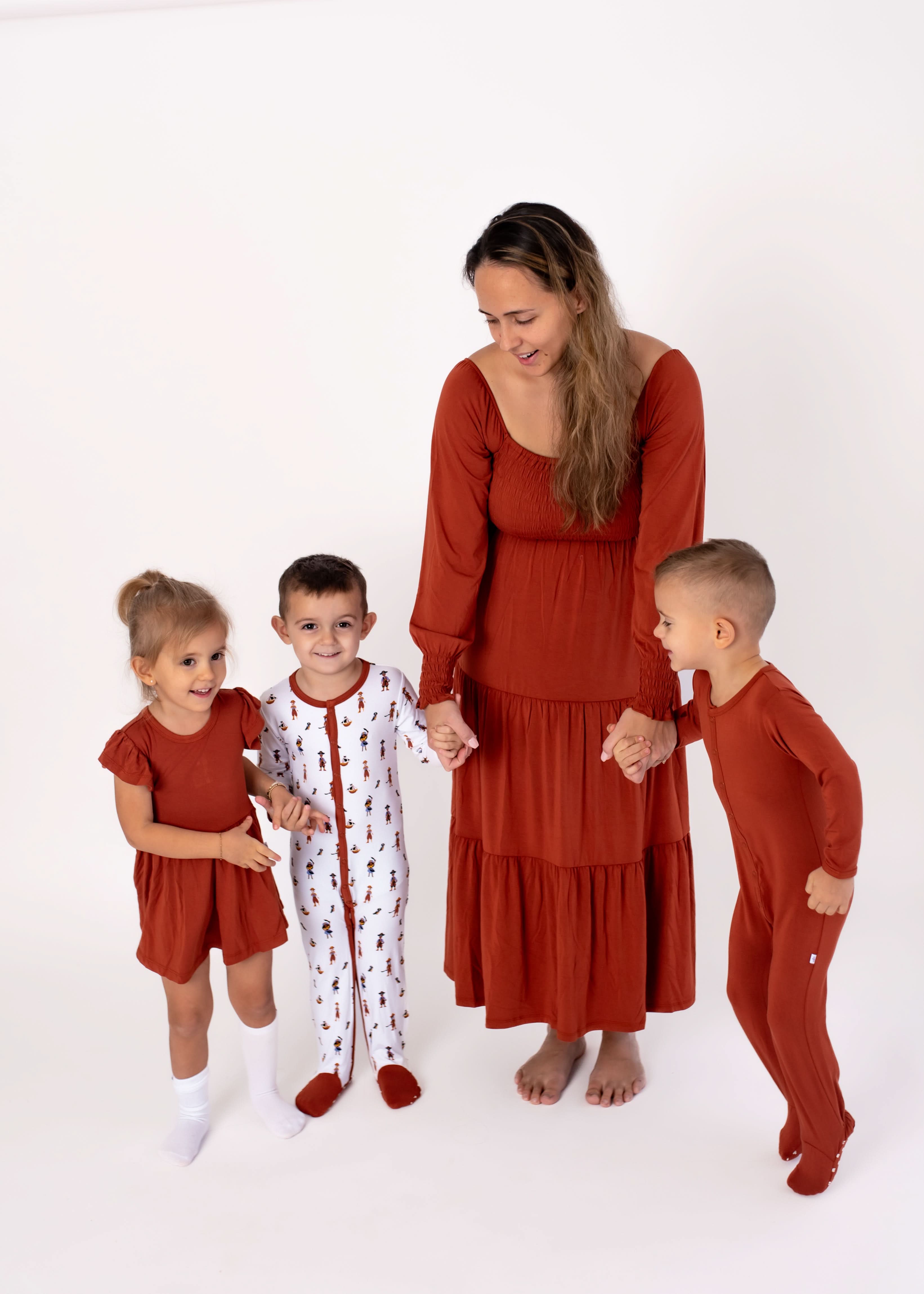 Pecan | Adult Long Sleeve Smocked Dress