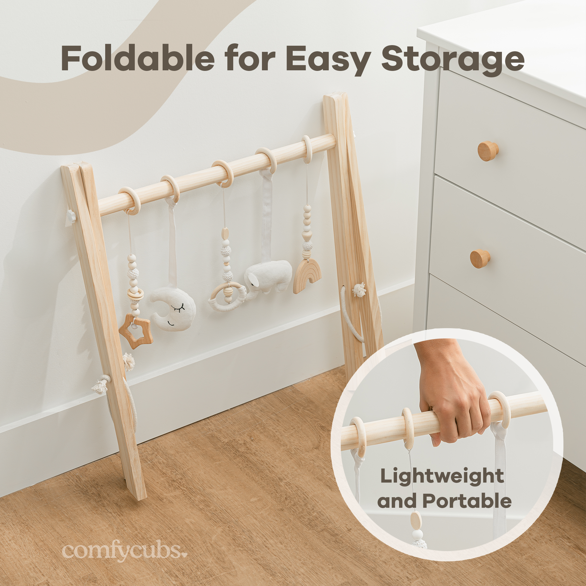 Baby Play Gym in Natural Wood