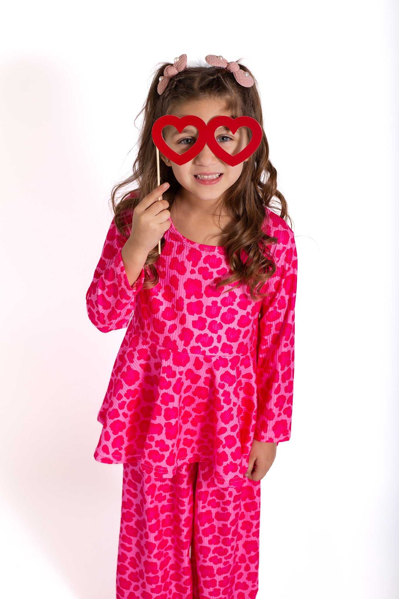 Pink leopard ribbed lounge set