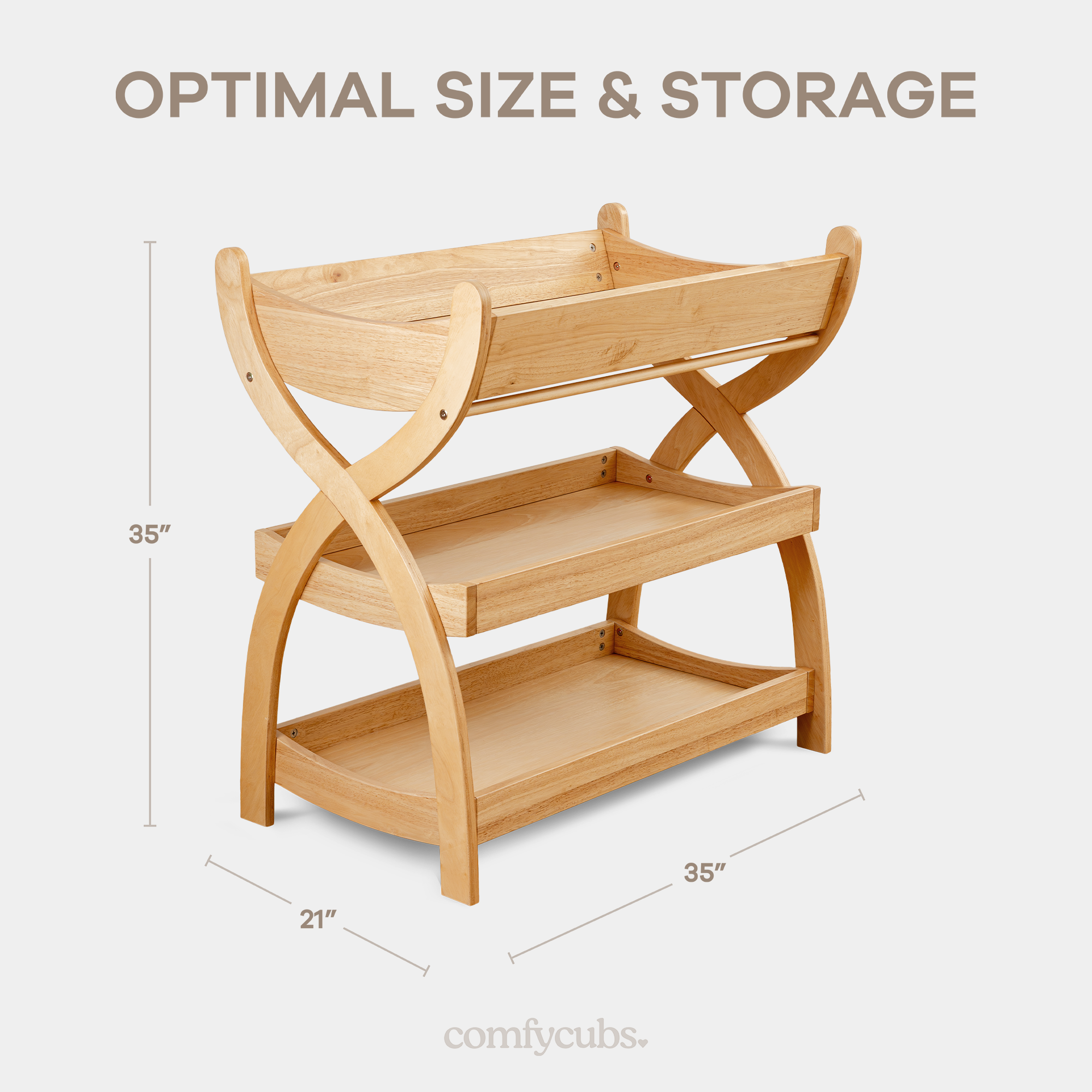 Baby Changing Table by Comfy Cubs - Natural Wood