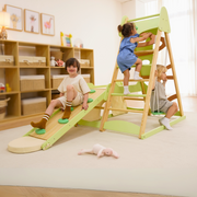 Avenlur Bush 6-in-1 Indoor Wooden Jungle Gym Climber – Montessori Toddler Playset with Slide, Rock Wall, Ladder & More