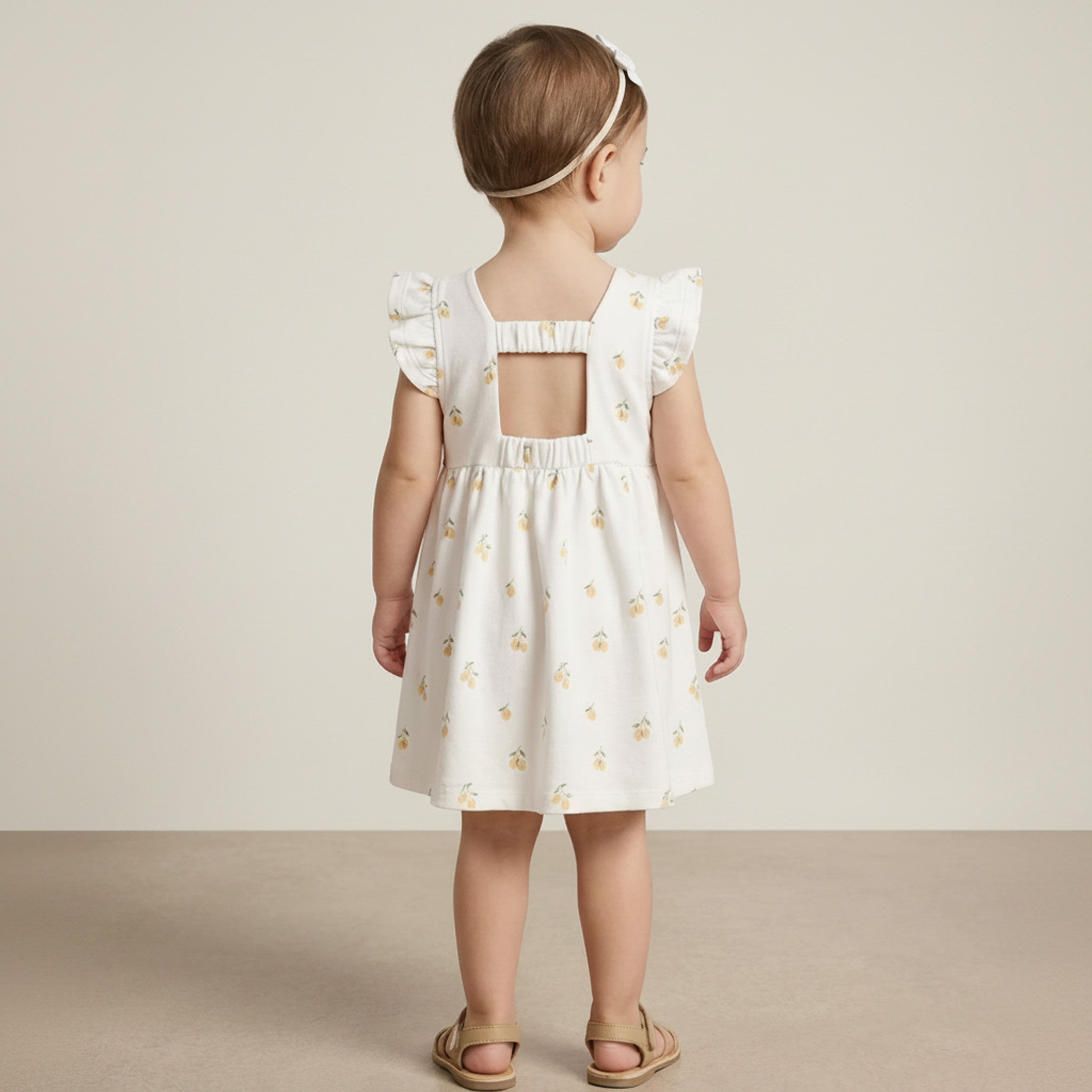 Organic Cutout Back Dress - Lemons