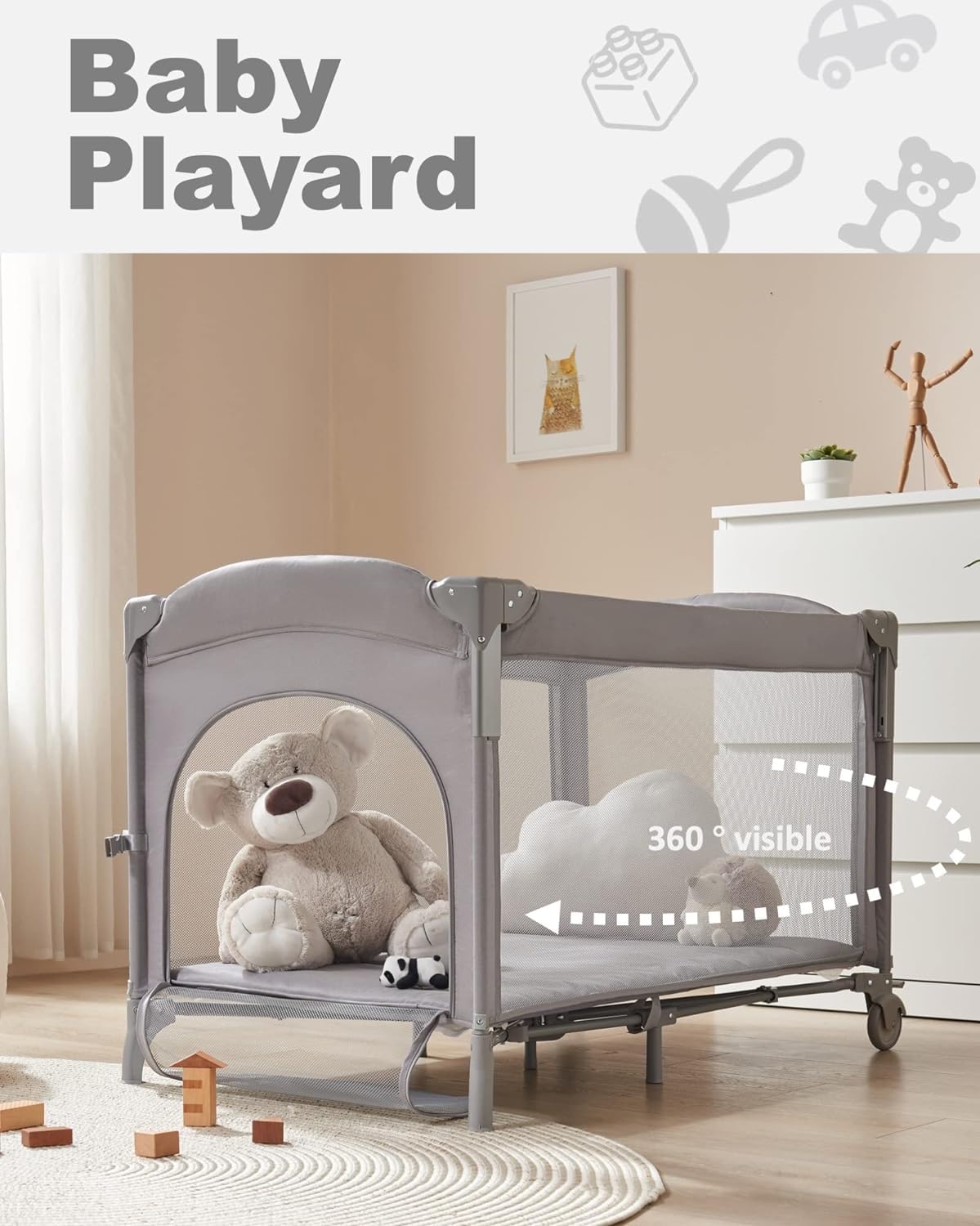 4-in-1 Baby Bassinet Bedside Sleeper with Changing Table