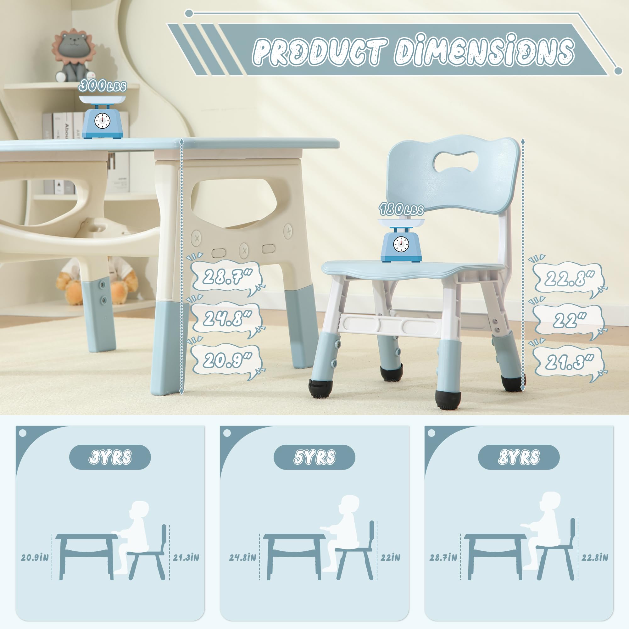 Kids Table and Chair Set with Storage