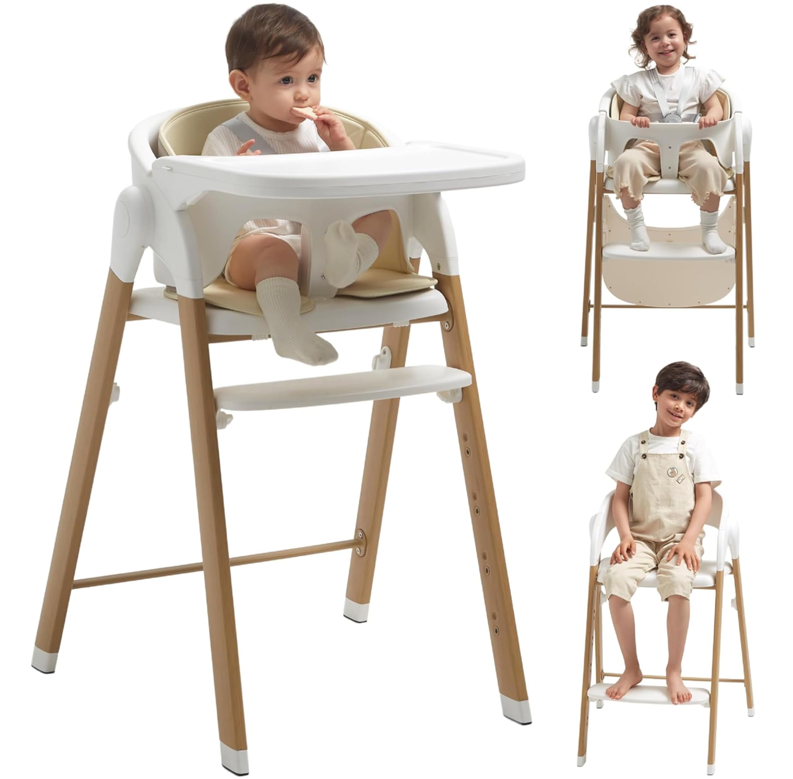 High Chair for Babies and Toddlers Adjustable Foldable Convertible 5 Point Harness