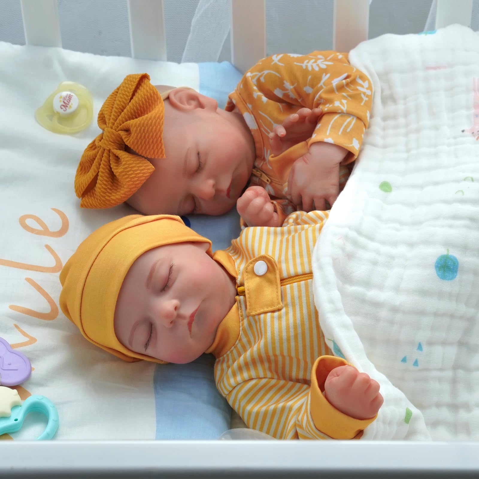 Lifelike Reborn Baby Dolls Twins, 20 inch Realistic Newborn Real Life Baby Boy Girl Dolls