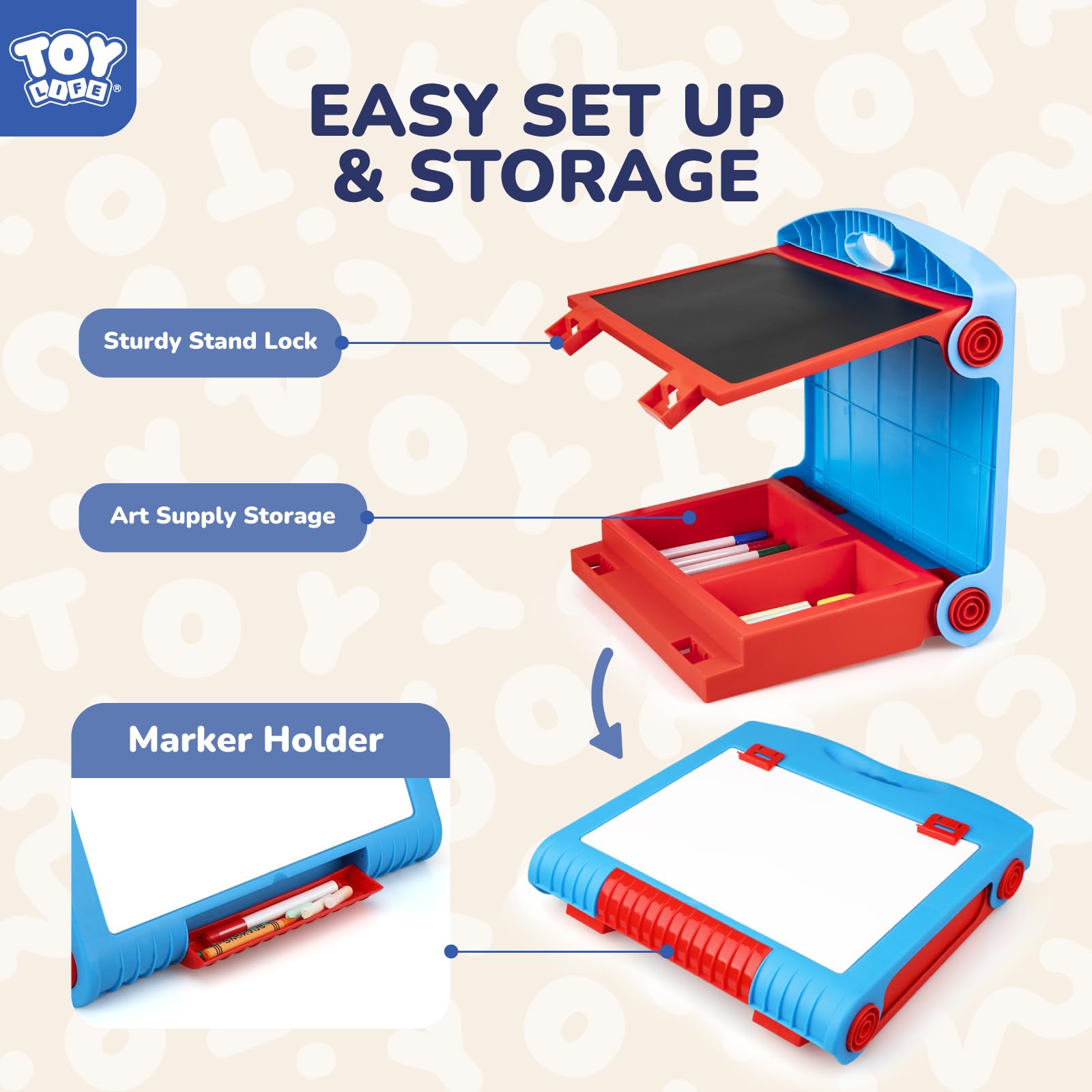 Tabletop Art Easel for Kids 3-in-1 Chalkboard Whiteboard Set