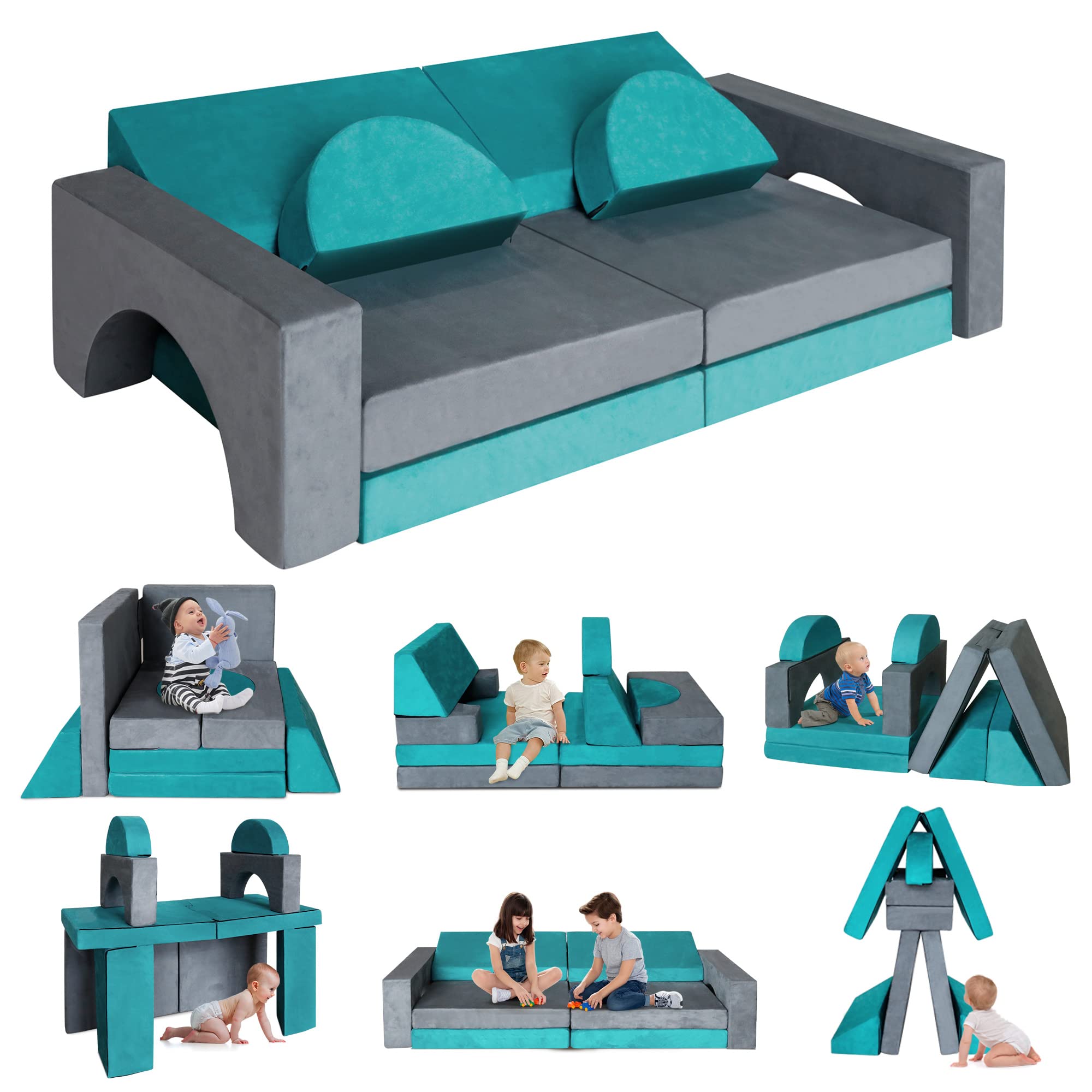 Modular Kids Play Set - 8PCS Foam Couches for Playroom,