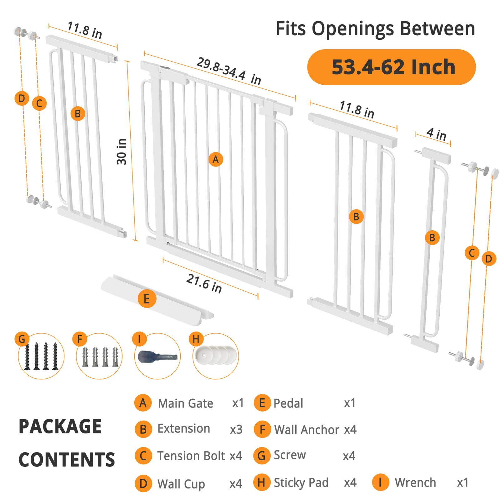 Extra Wide Pressure Mounted Baby Gate with Door