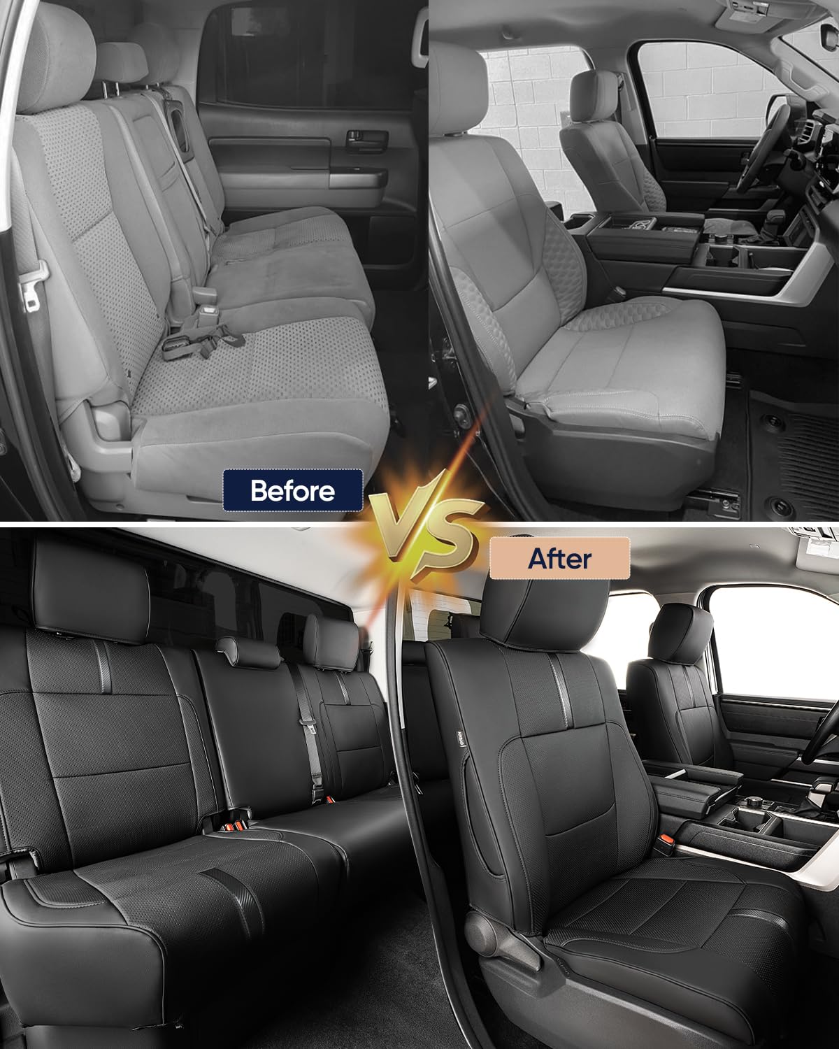 Full Set car seat Covers for Toyota Tundra 2022-2026,Leather Waterproof