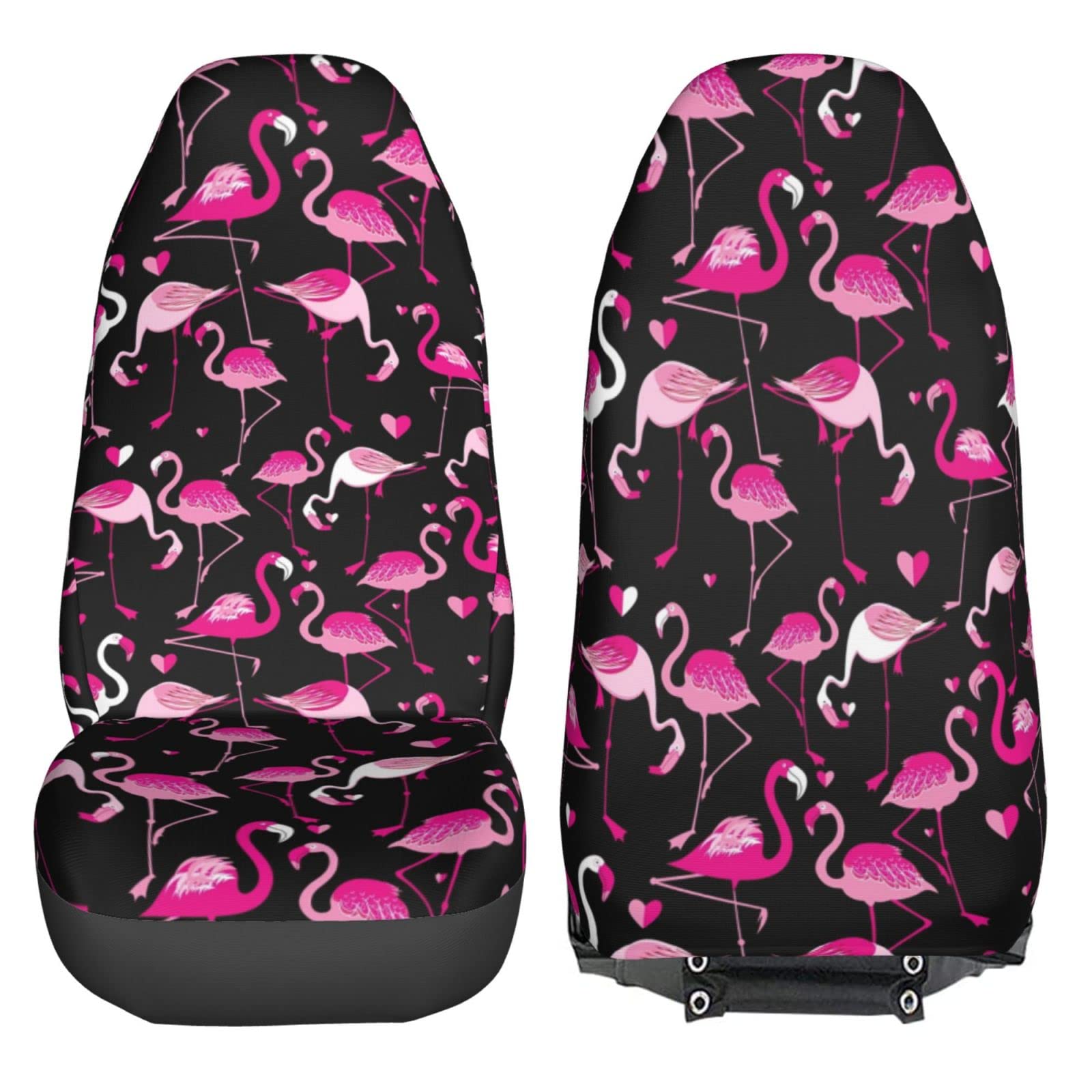 Pink Flamingo Animal Car Seat Covers for Women Girls, 2 Pcs Universal Fit Front Auto