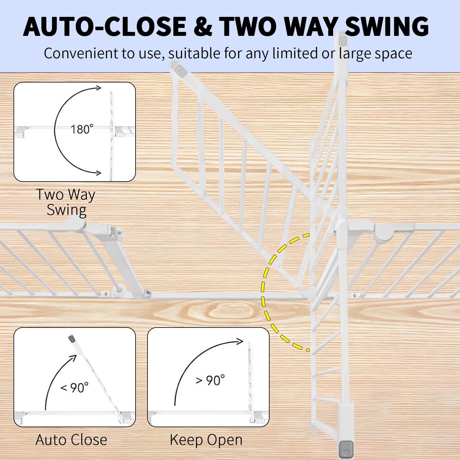 Extra Wide Baby Gate with Cat Door Auto Close