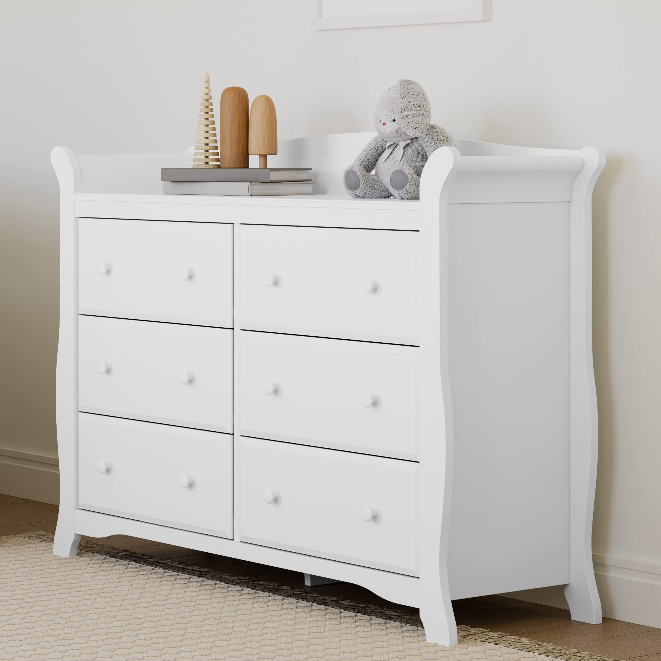 Avalon 6 Drawer Double Dresser (White) – Dresser for Kids Bedroom