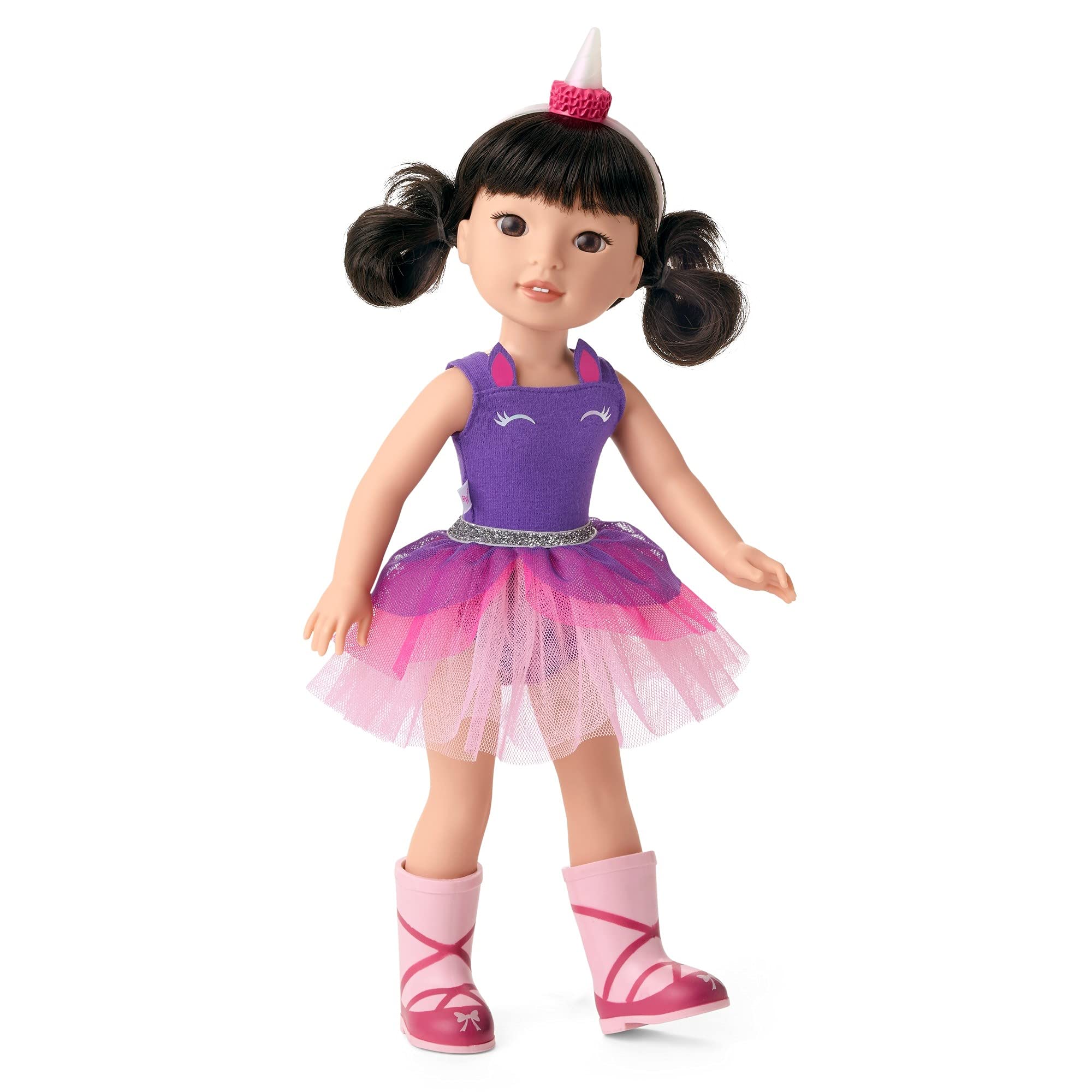 WellieWishers Emerson 14.5" Doll, Purple,silver