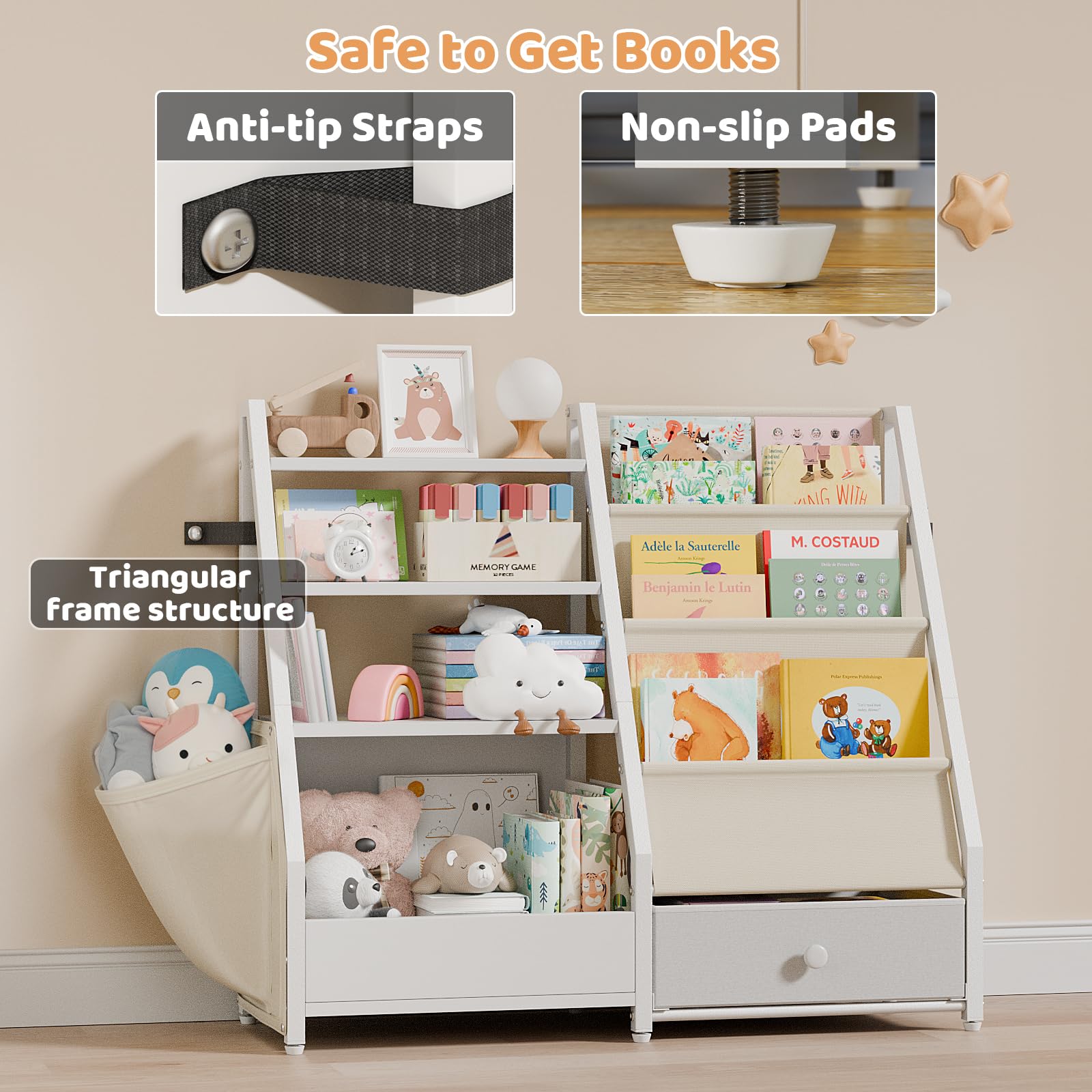Kids Bookshelf and Toy Storage Organizer