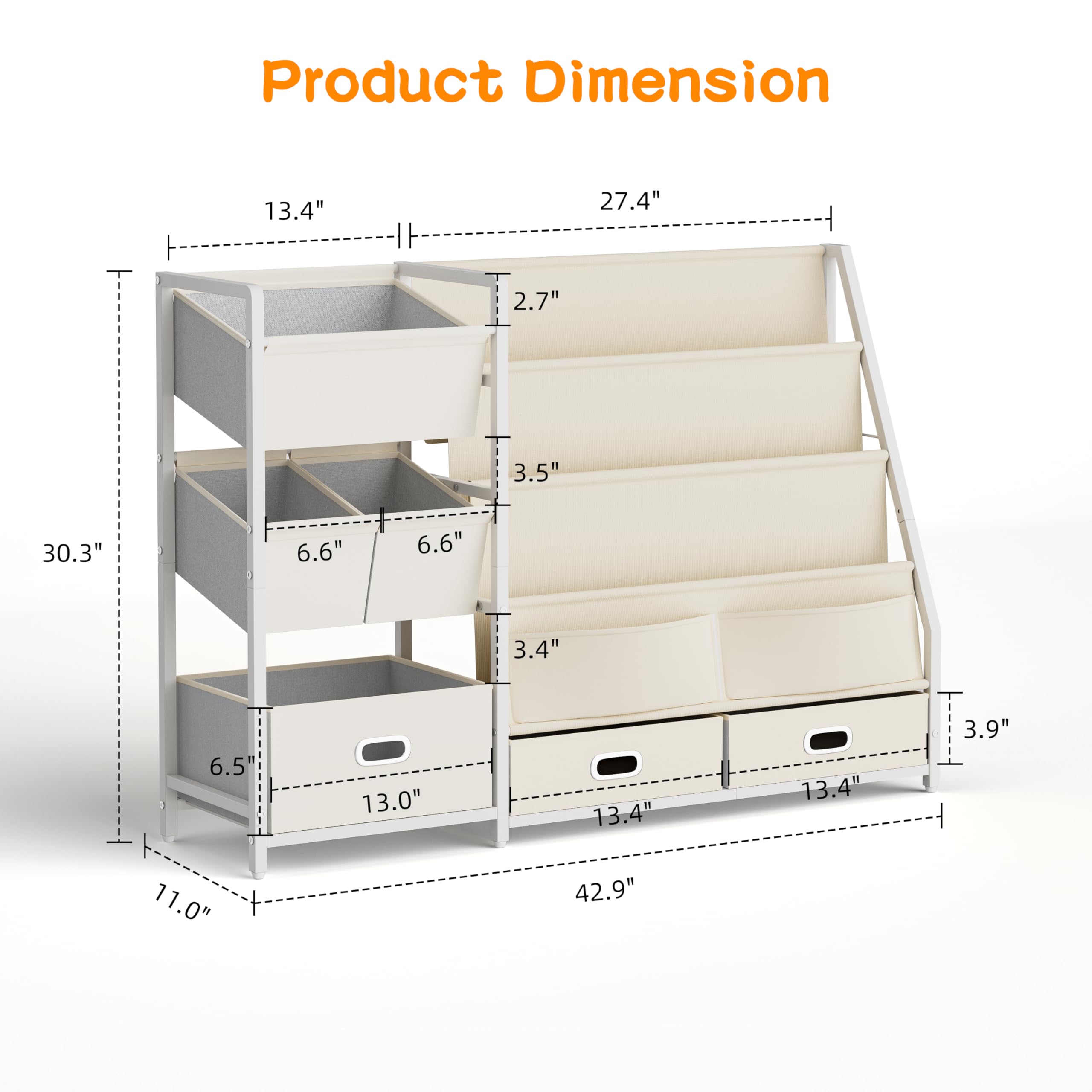 Kids Bookshelf and Toy Storage Organizer with 6 Bins