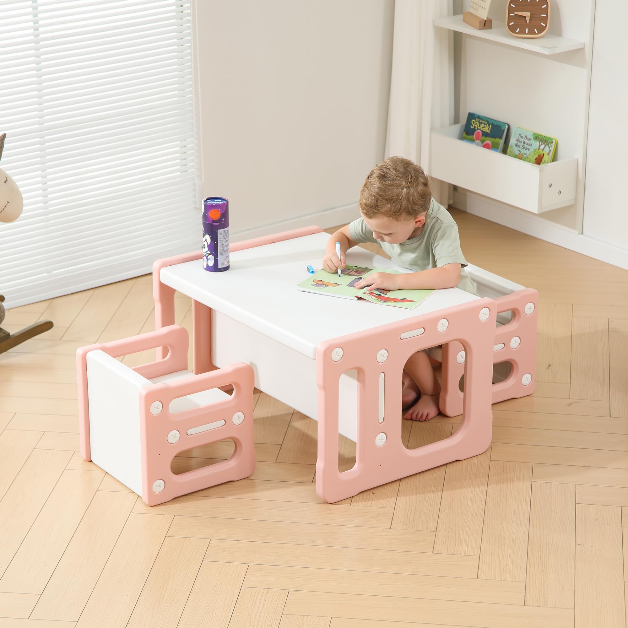Height-Adjustable Kids Table and Chair Set for Ages 3-8