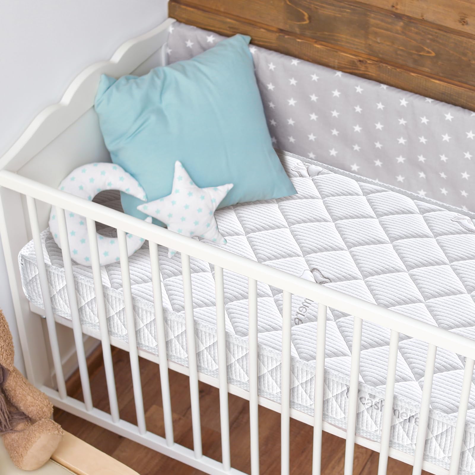 Premium Dual Sided Crib & Toddler Mattress,100% Knitted Fabric, Premium