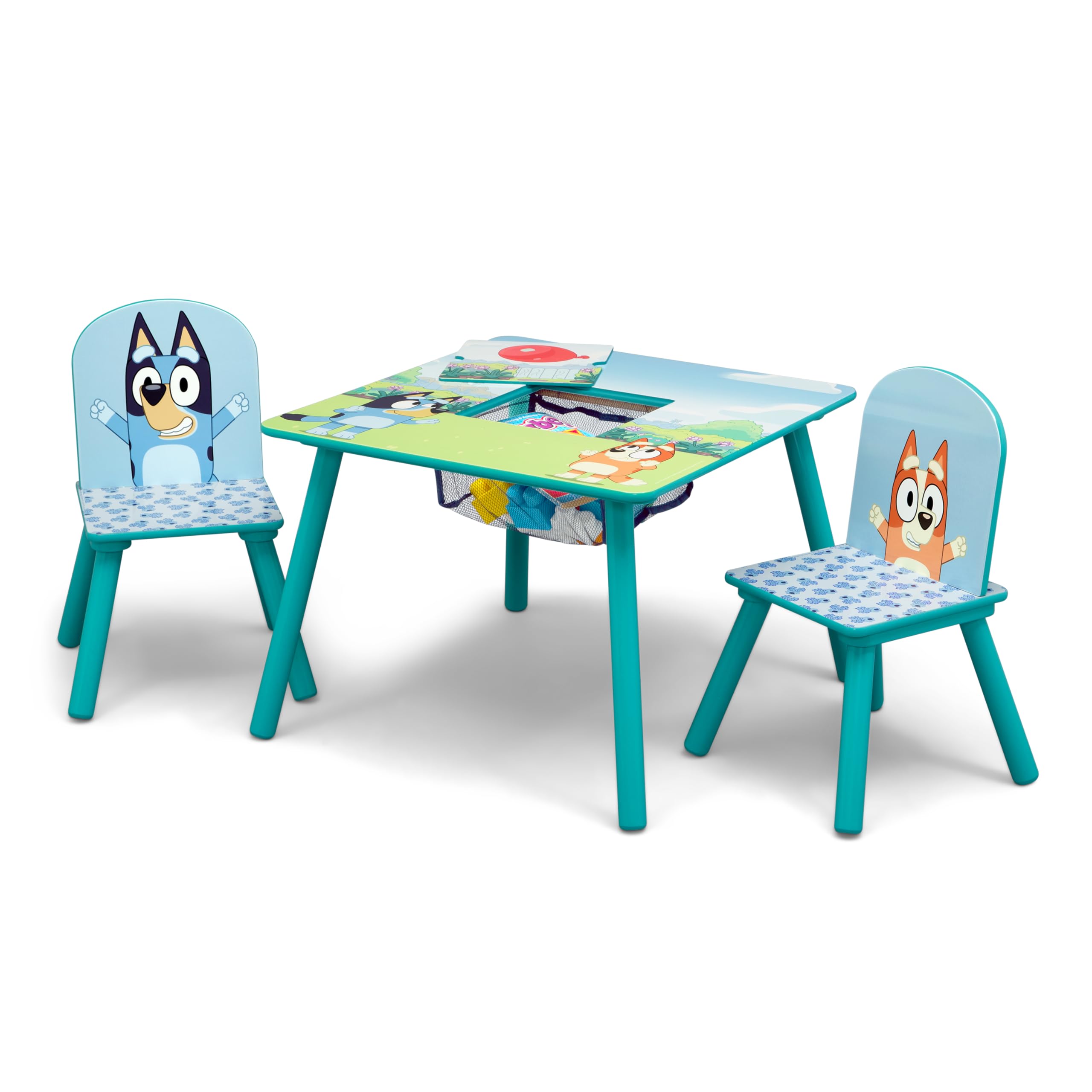 Bluey Kids Table and Chair Set with Storage (2 Chairs Included)