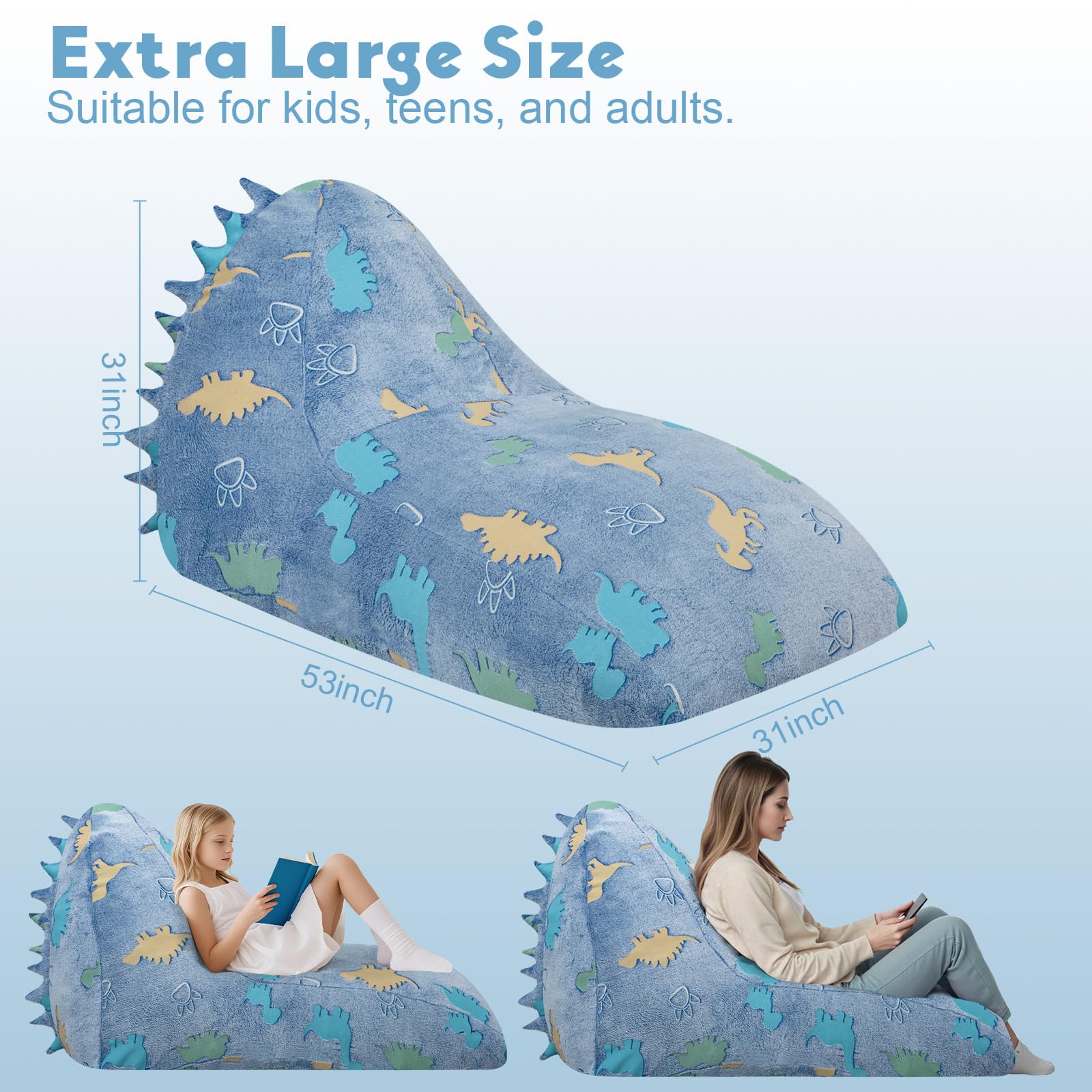 Dinosaur Bean Bag Chair for Kids 8-12