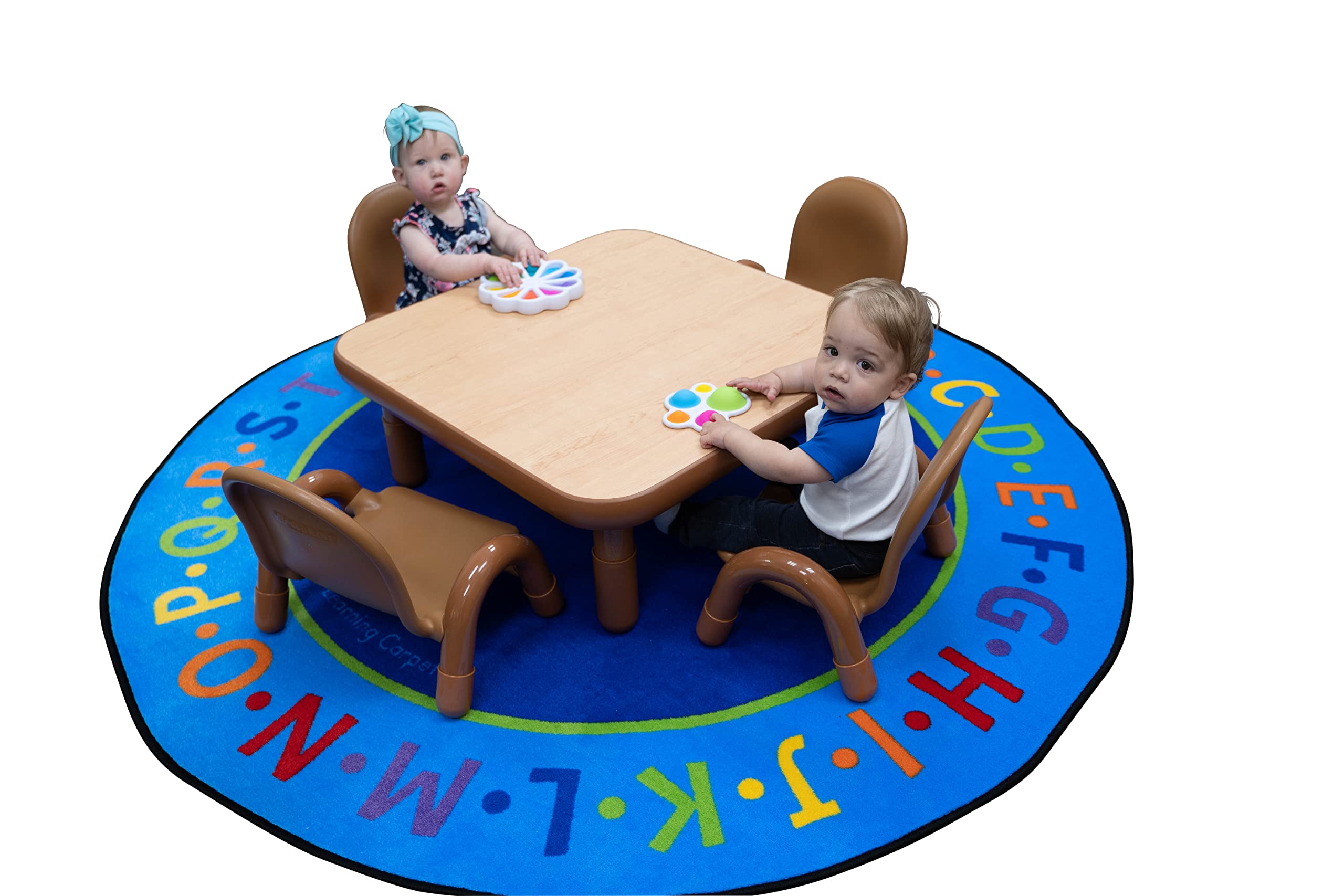 Baseline Toddler Square Table and Chairs Set, Natural Wood – Includes One 30”, 12