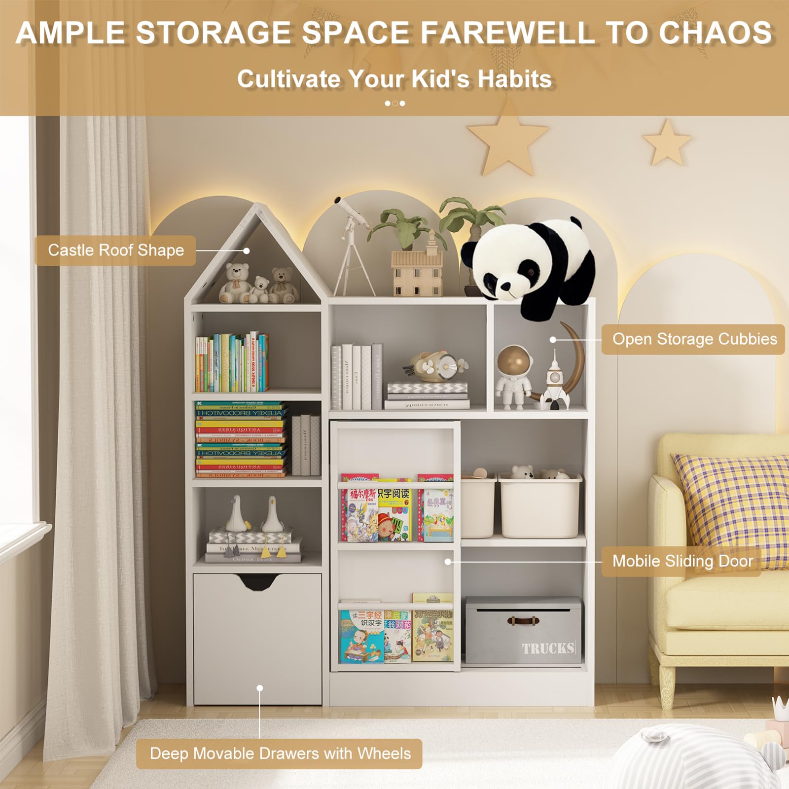 Kids Toy Storage Organizer Bookshelf with Drawers