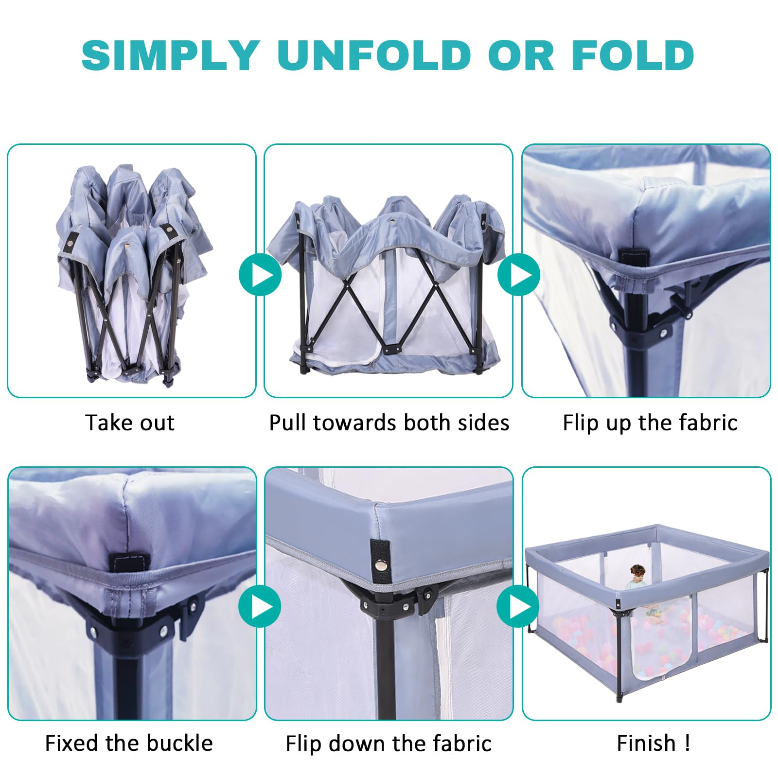 Portable Baby Playpen with Padded Floor