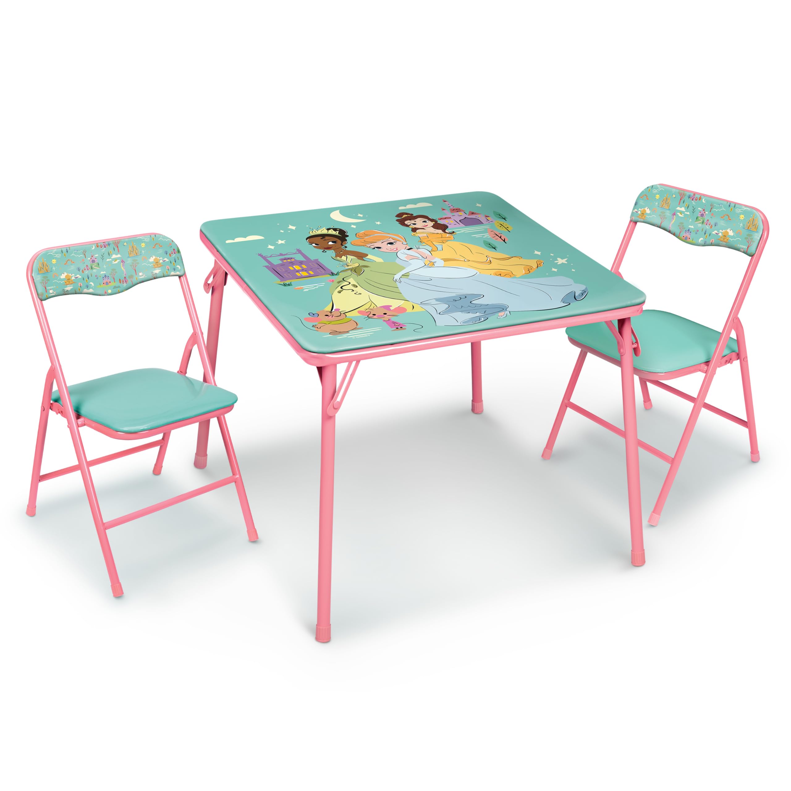Girls Folding Table & Chairs Set for Kids and Toddlers 36 Months Up to 7 Years