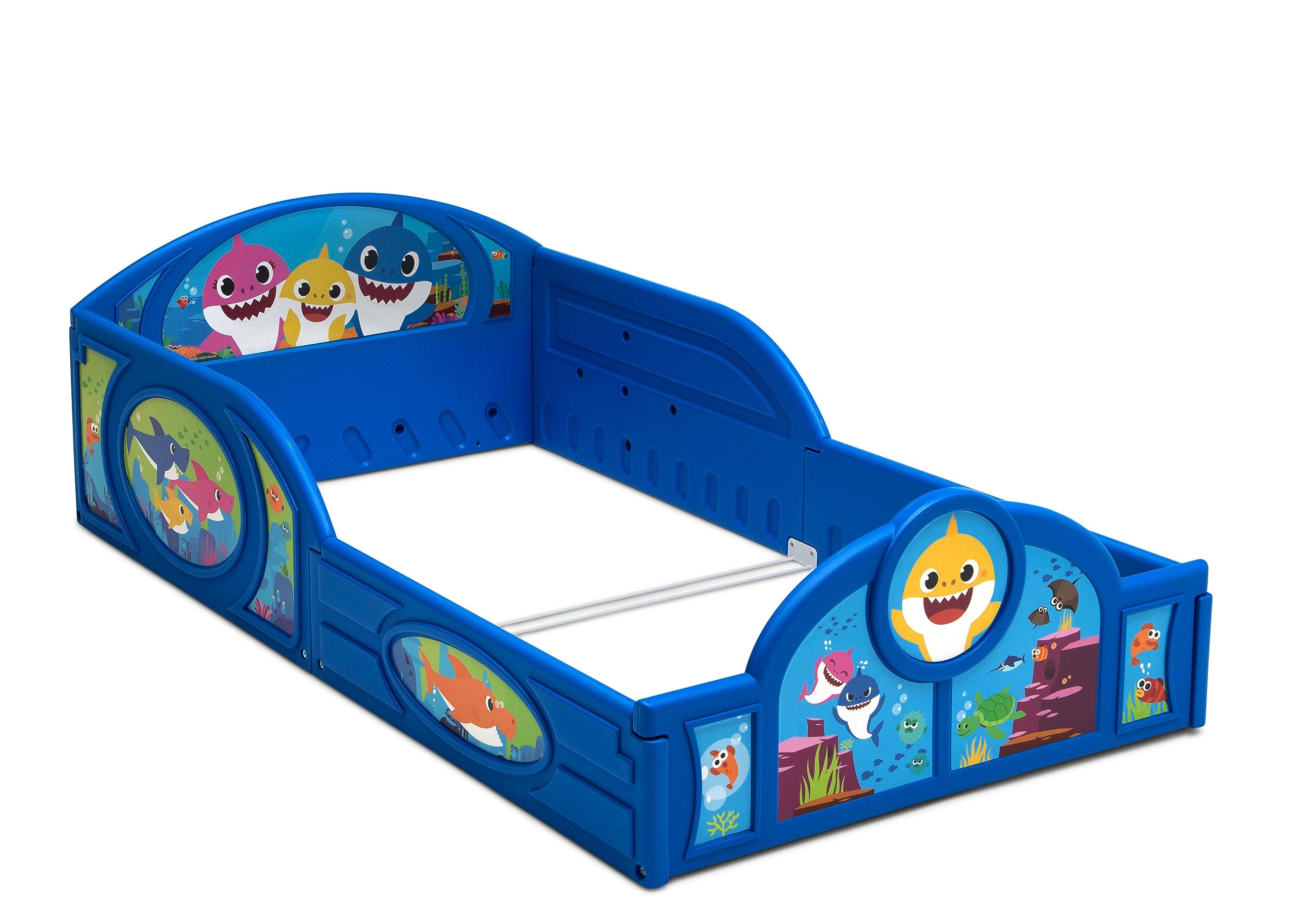 Baby Shark Sleep and Play Toddler Bed with Guardrails