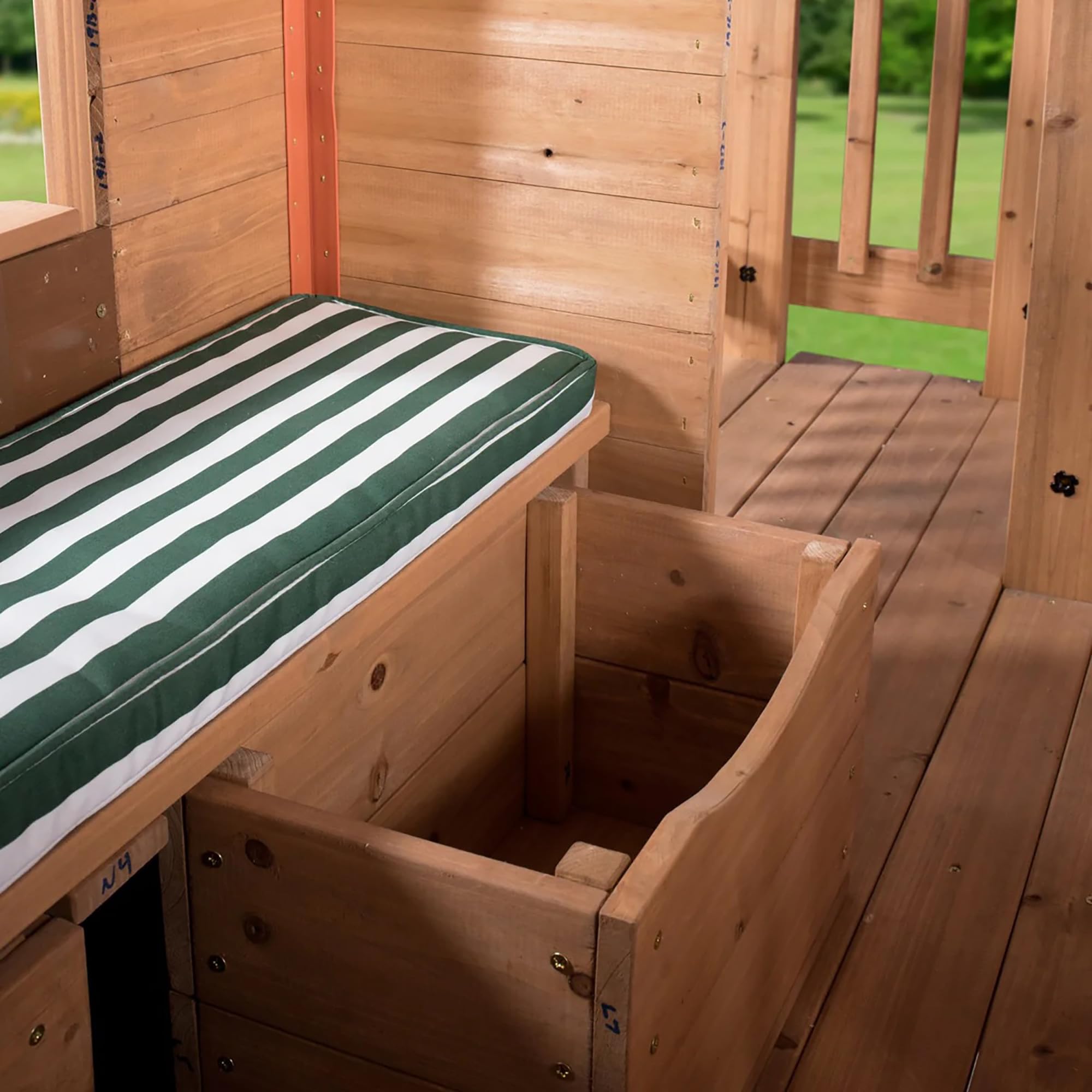 Elevated Cedar Wooden Playhouse with Kitchen and Deck