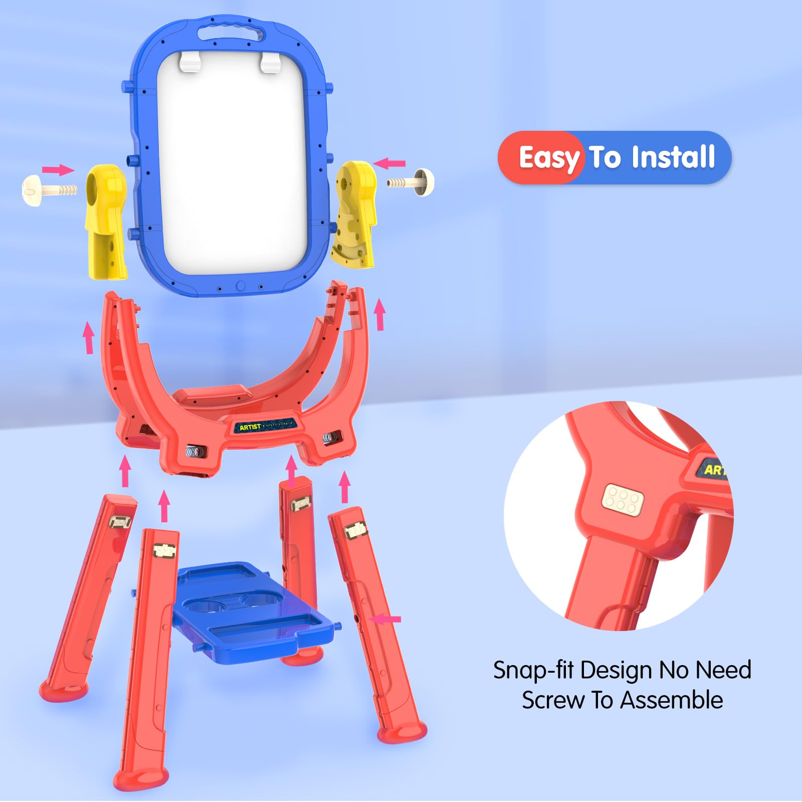 Rotatable Double Sided Adjustable Standing Art Easel with Drawing