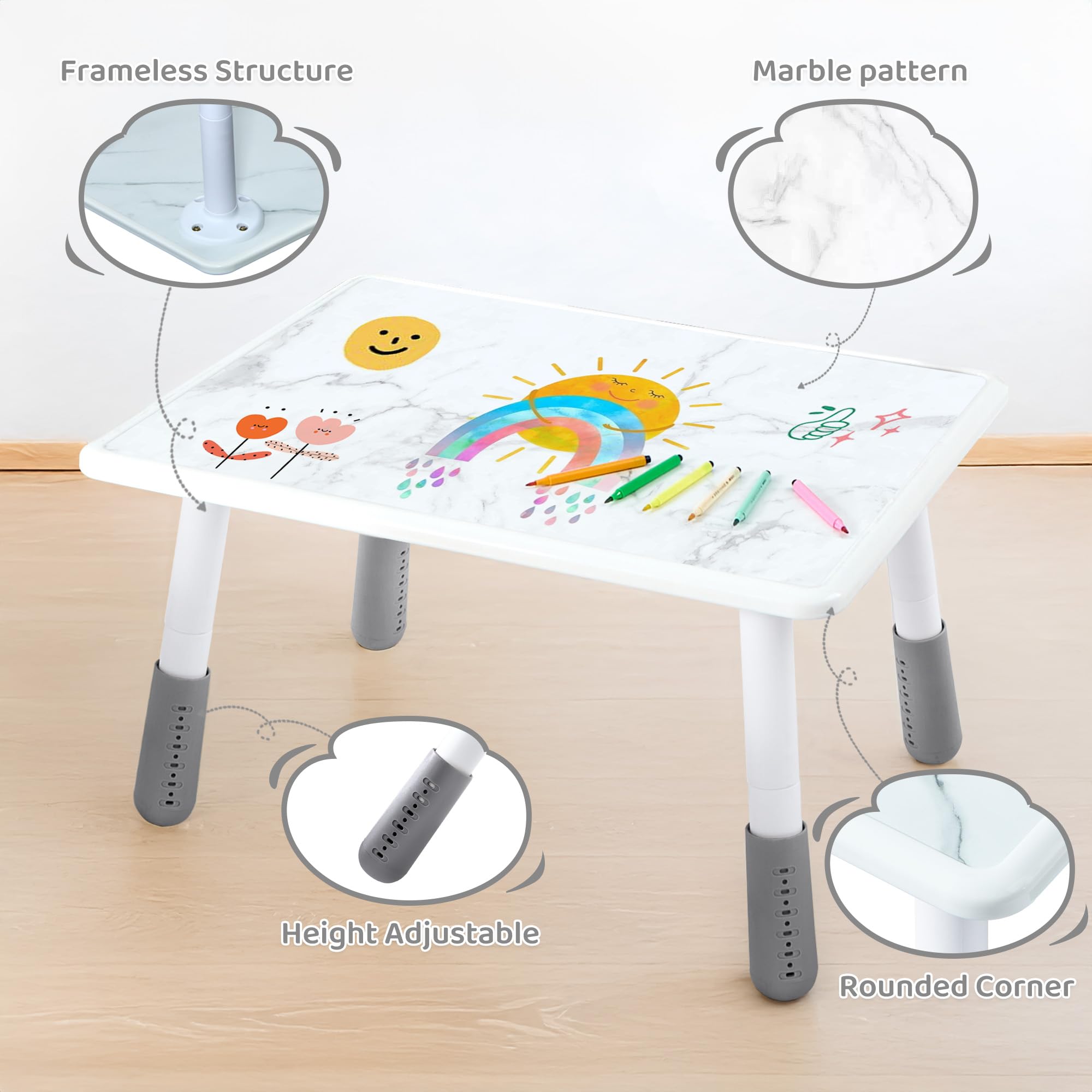 Height Adjustable Kids Table and Chair Set