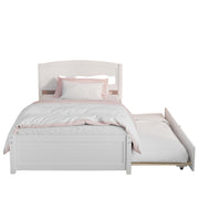 Daybed with Trundle, Twin Size Pull Out Bed, Include Slat Support (White, Trundle)