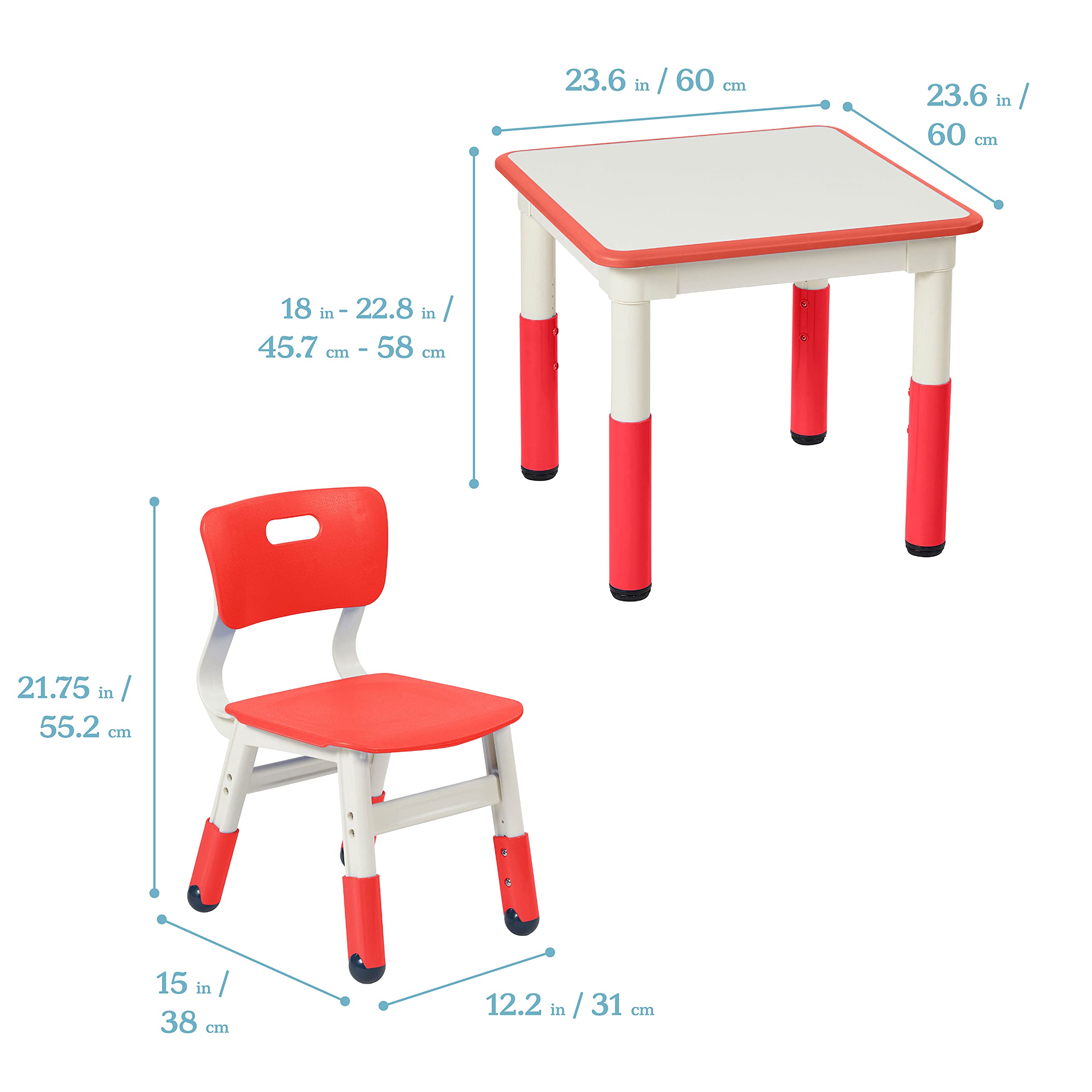 Dry-Erase Activity Table with 2 Adjustable Chairs for Kids