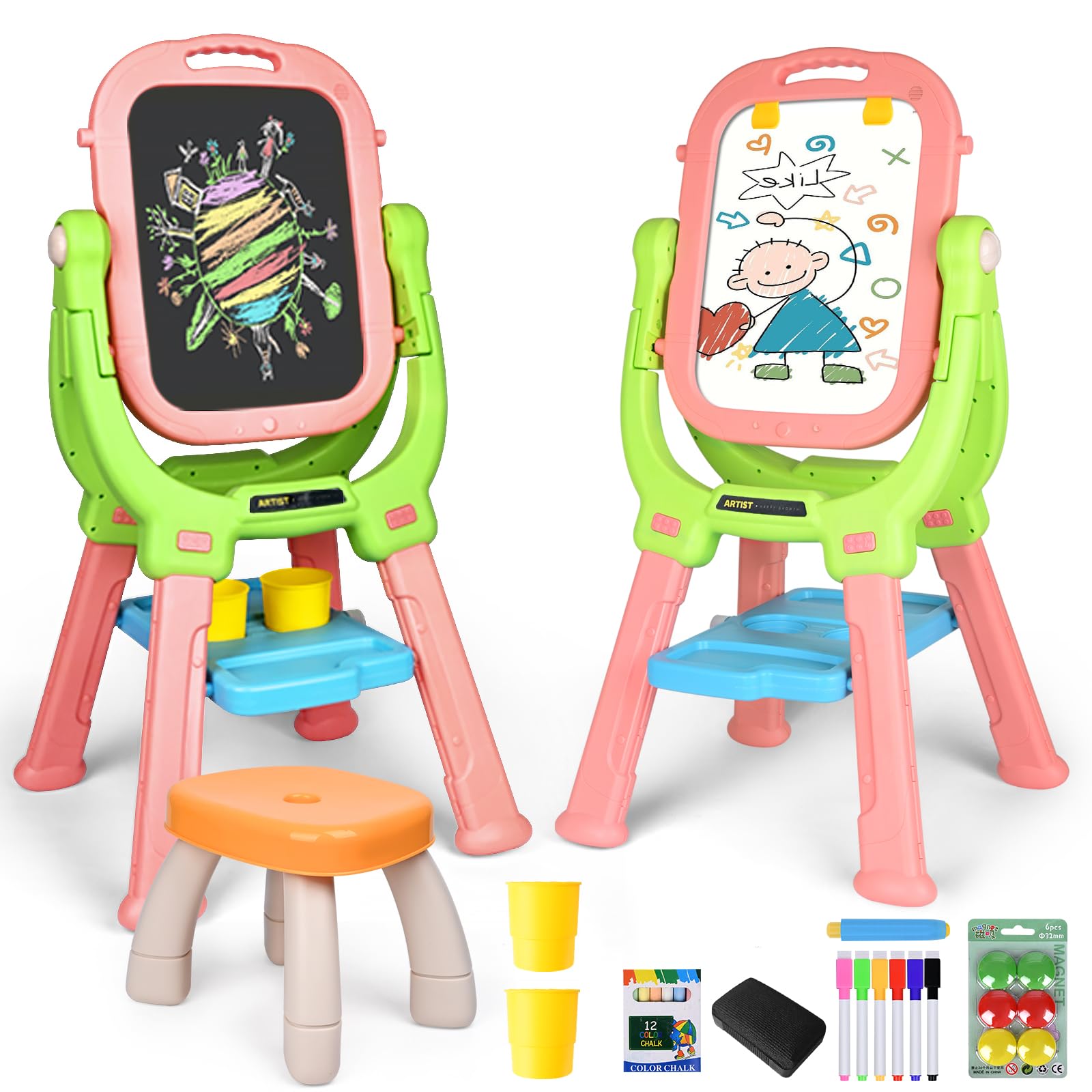 Double-Sided Kids Art Easel - Sturdy Foldable Drawing Board