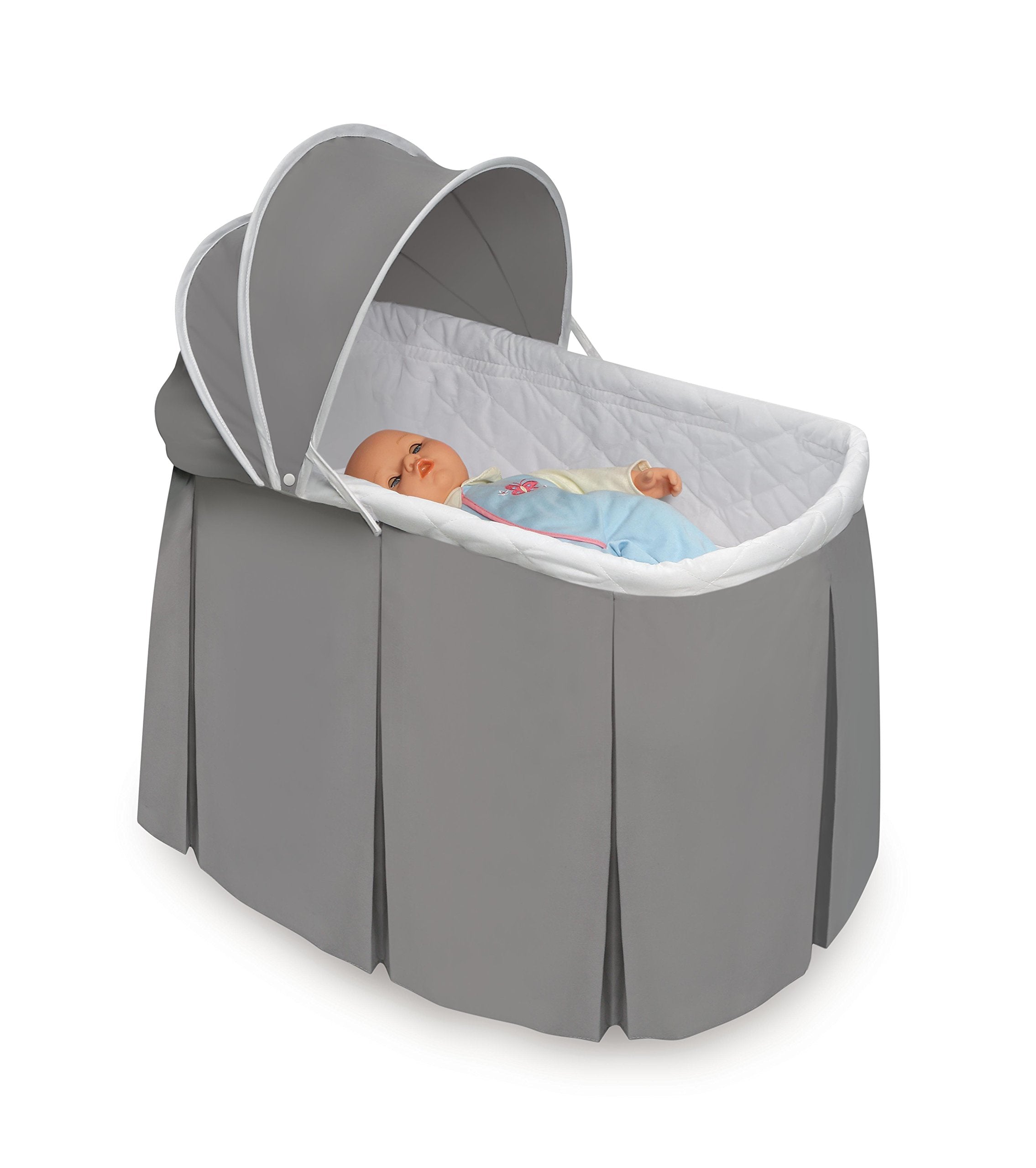 Doll Bassinet with Canopy and Storage Basket - Baby Doll Bed