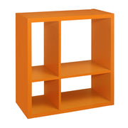 4-Cube Open Bookcase Kids Toy Storage Shelf Organizer (Orange) Orange Wood