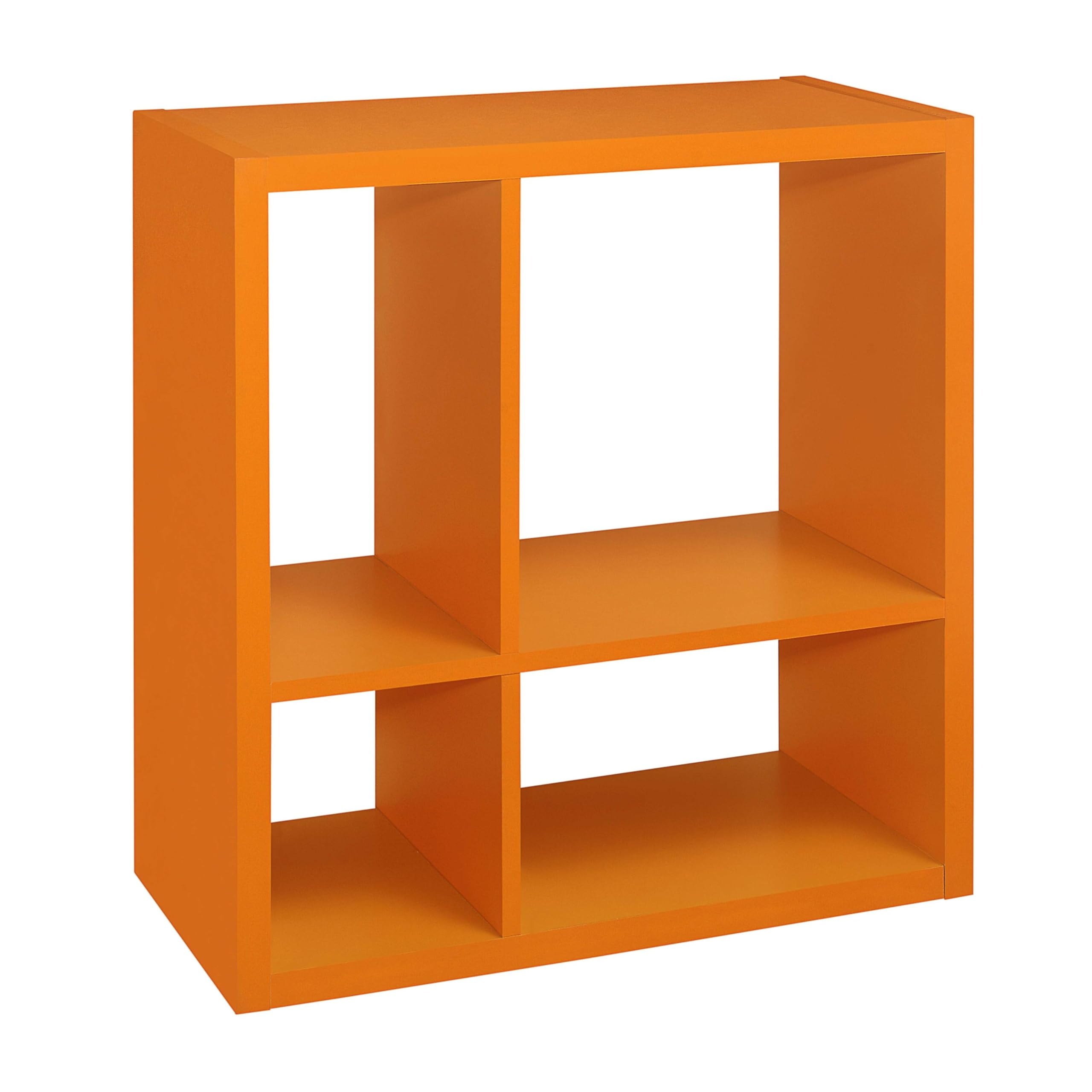 4-Cube Storage Organizer Shelf Orange Wood