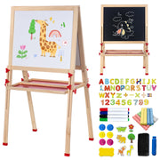 Foldable Kids Painting Easel Double Sided Chalkboard & Magnetic