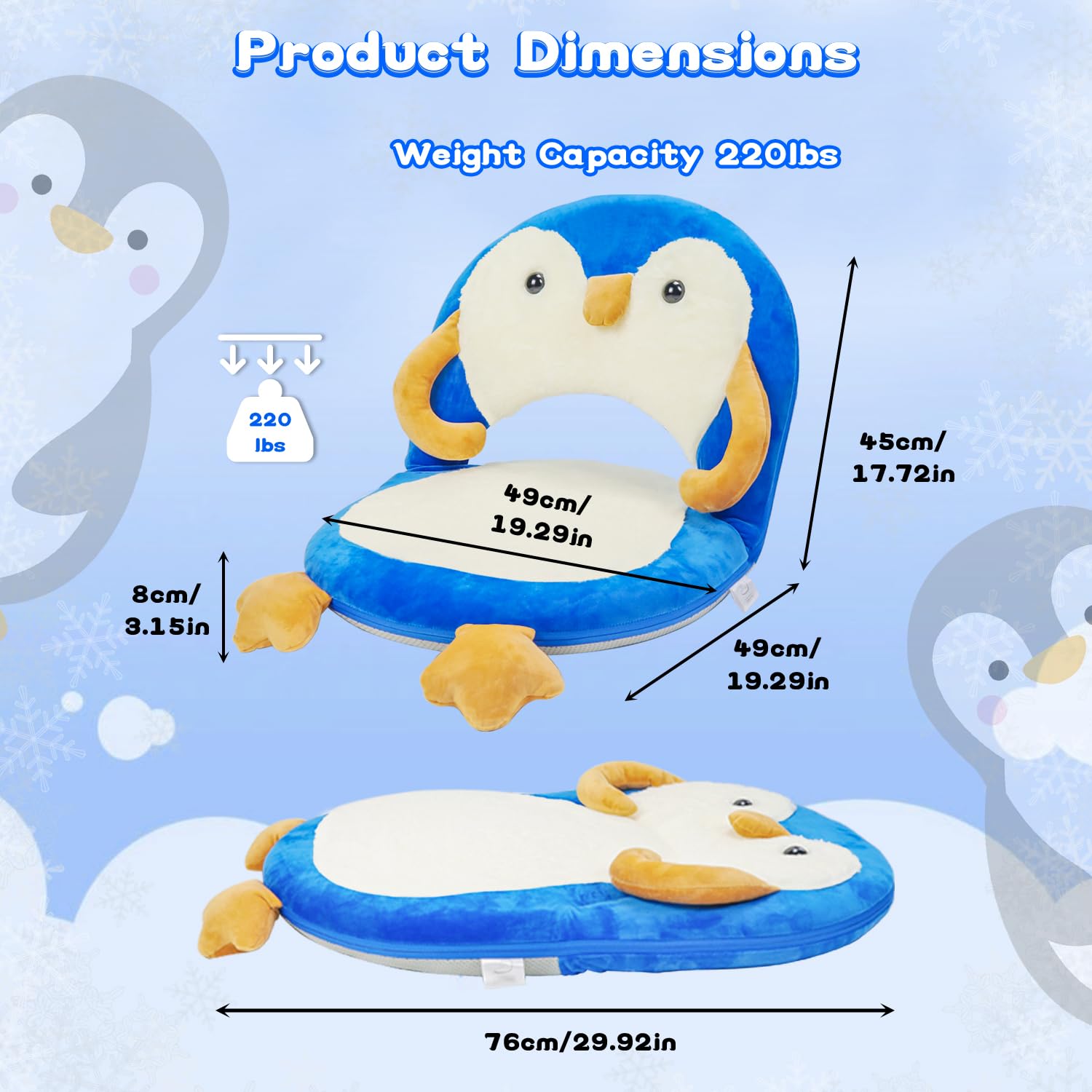 Penguin Floor Chair Kids Adjustable Back Support